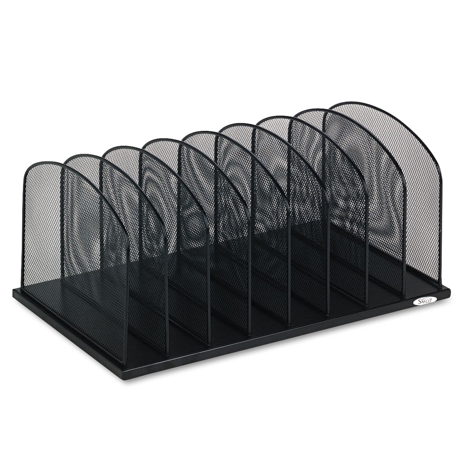 Onyx Mesh Desk Organizer with Upright Sections, 8 Sections, Letter to Legal Size Files, 19.5" x 11.5" x 8.25", Black -
