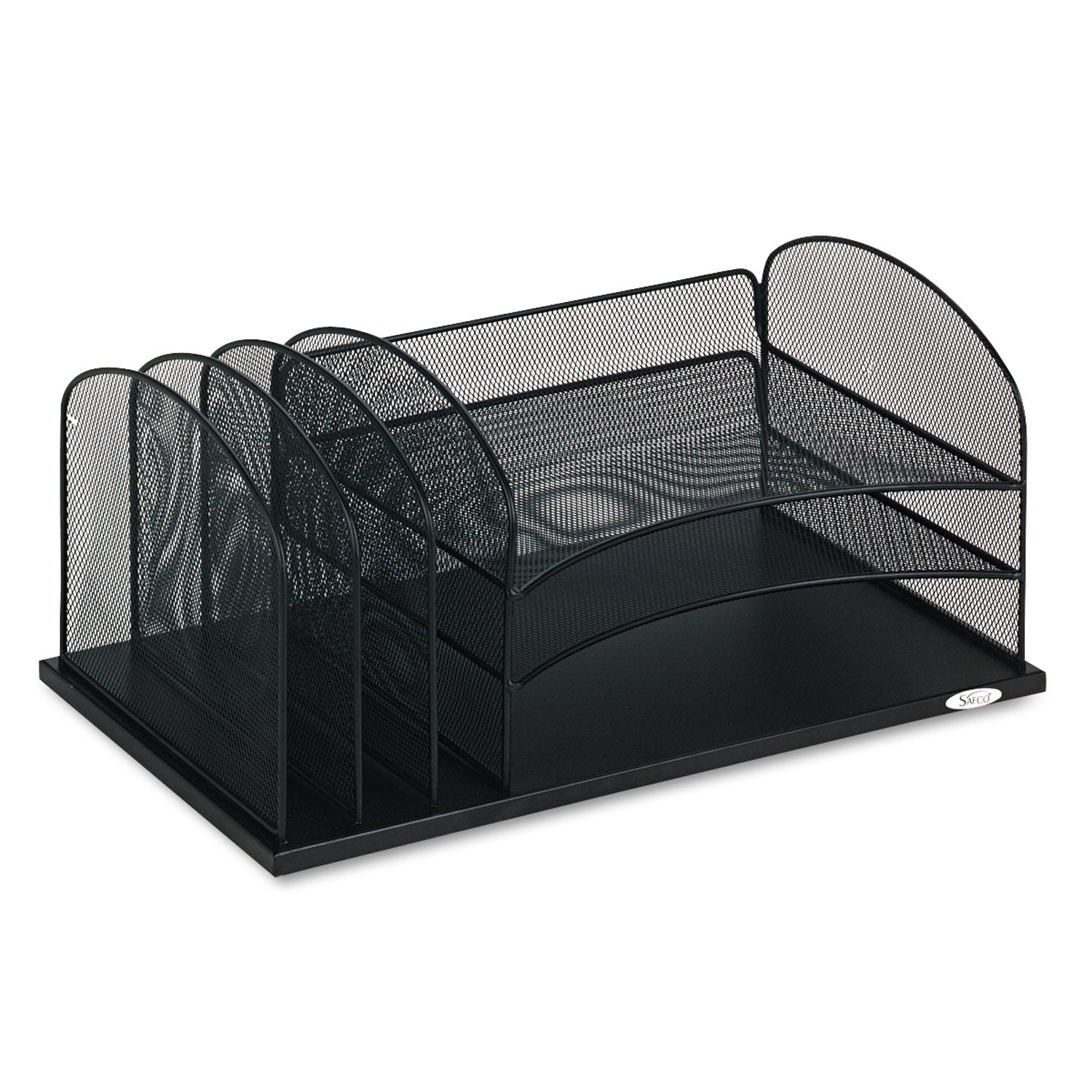 Onyx Desk Organizer with Three Horizontal and Three Upright Sections, Letter Size Files, 19.5 x 11.5 x 8.25, Black -