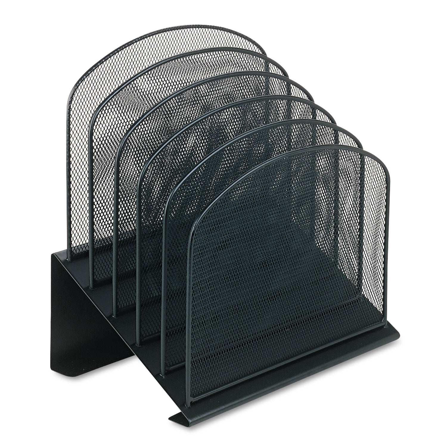 Onyx Mesh Desk Organizer with Tiered Sections, 5 Sections, Letter to Legal Size Files, 11.25" x 7.25" x 12", Black -