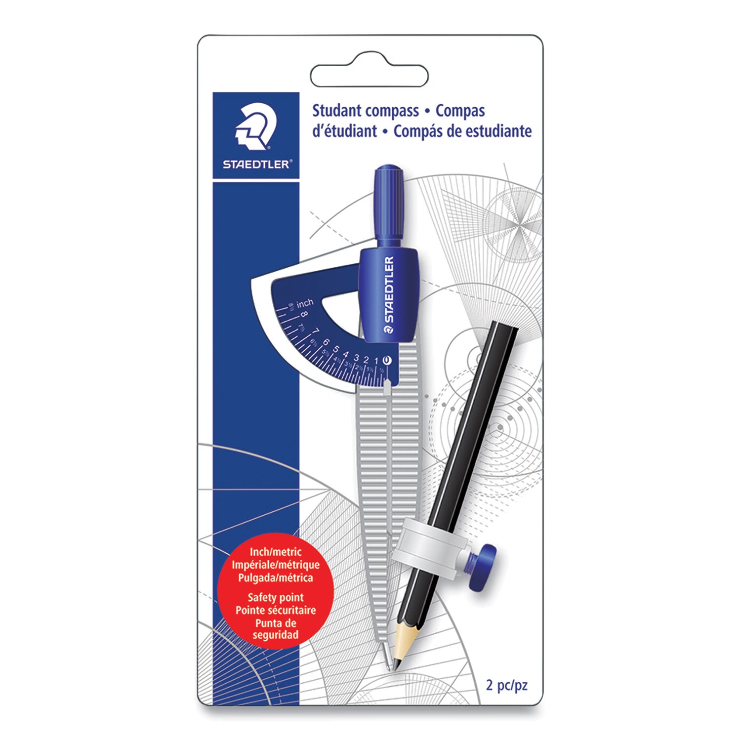 Student Compass, 8.5" Maximum Diameter, Plastic, Blue -