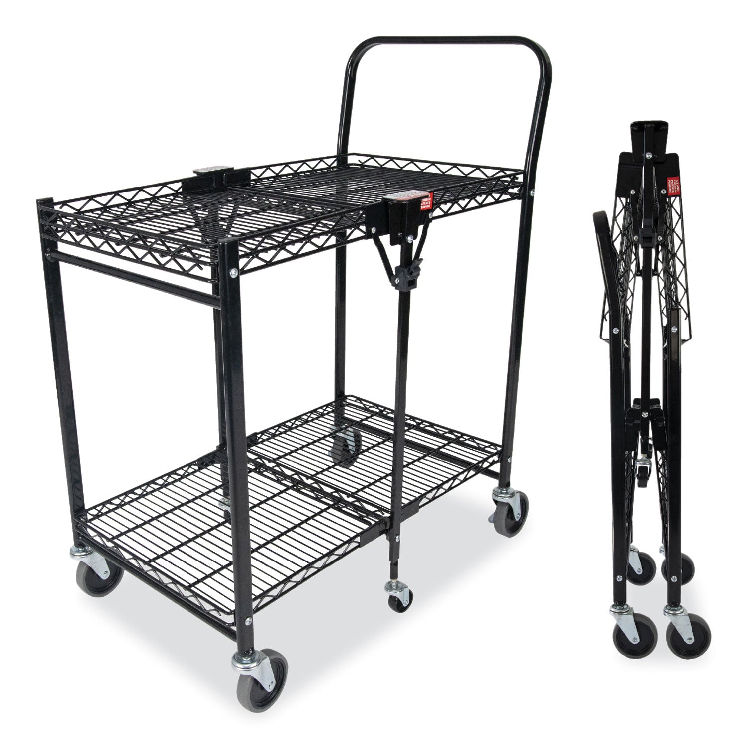 stowaway-folding-carts-metal-2-shelves-250-lb-capacity-2963-x-3725-x-18-black_bosbsacsmblk - 1