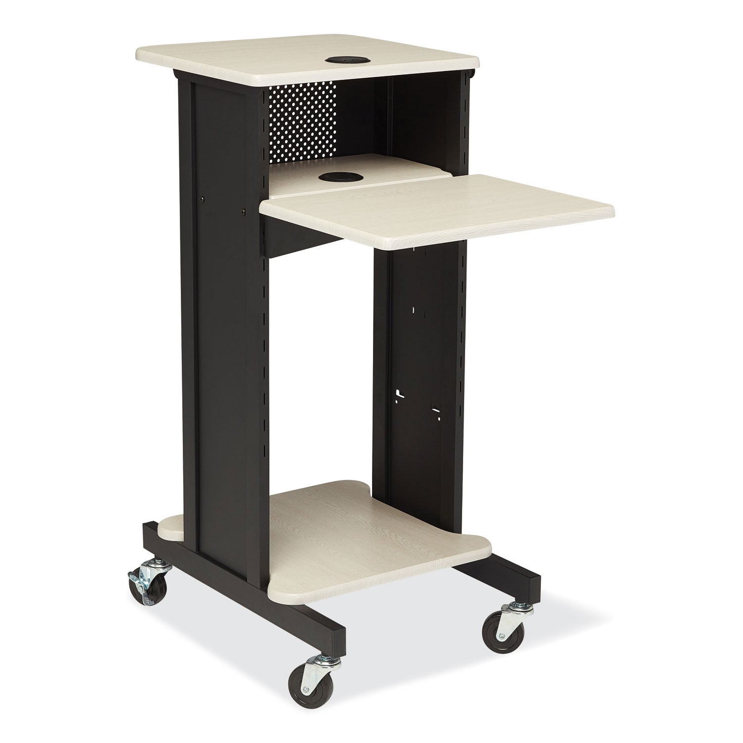premium-presentation-cart-4-shelves-18-x-30-x-405-ivory-black-ships-in-1-3-business-days_npsprc200 - 1