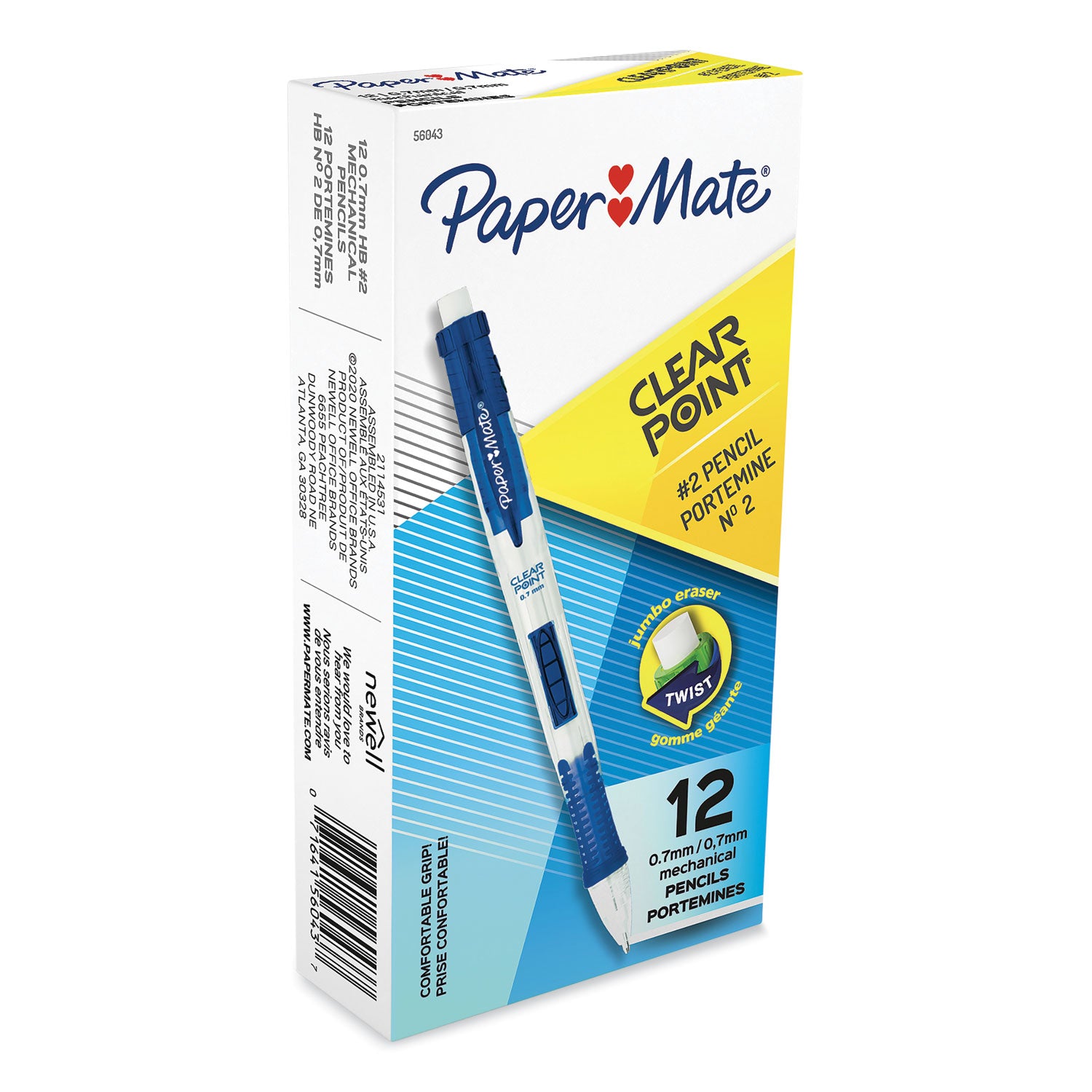 Clear Point Mechanical Pencil, 0.7 mm, HB (#2), Black Lead, Blue Barrel -