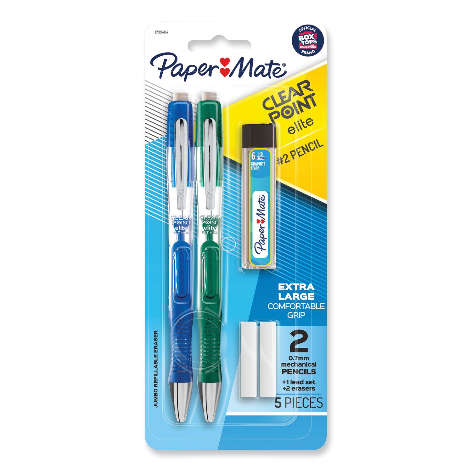 clearpoint-elite-mechanical-pencils-07-mm-hb-#2-black-lead-blue-and-green-barrels-2-pack_pap1799404 - 1