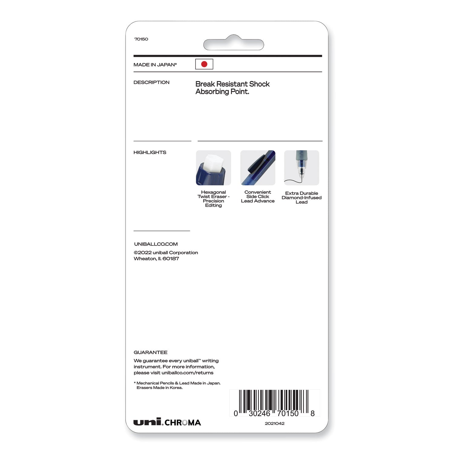 chroma-mechanical-pencils-with-tube-of-lead-erasers-07-mm-hb-#2-black-lead-assorted-barrel-colors-4-set_ubc70150 - 2