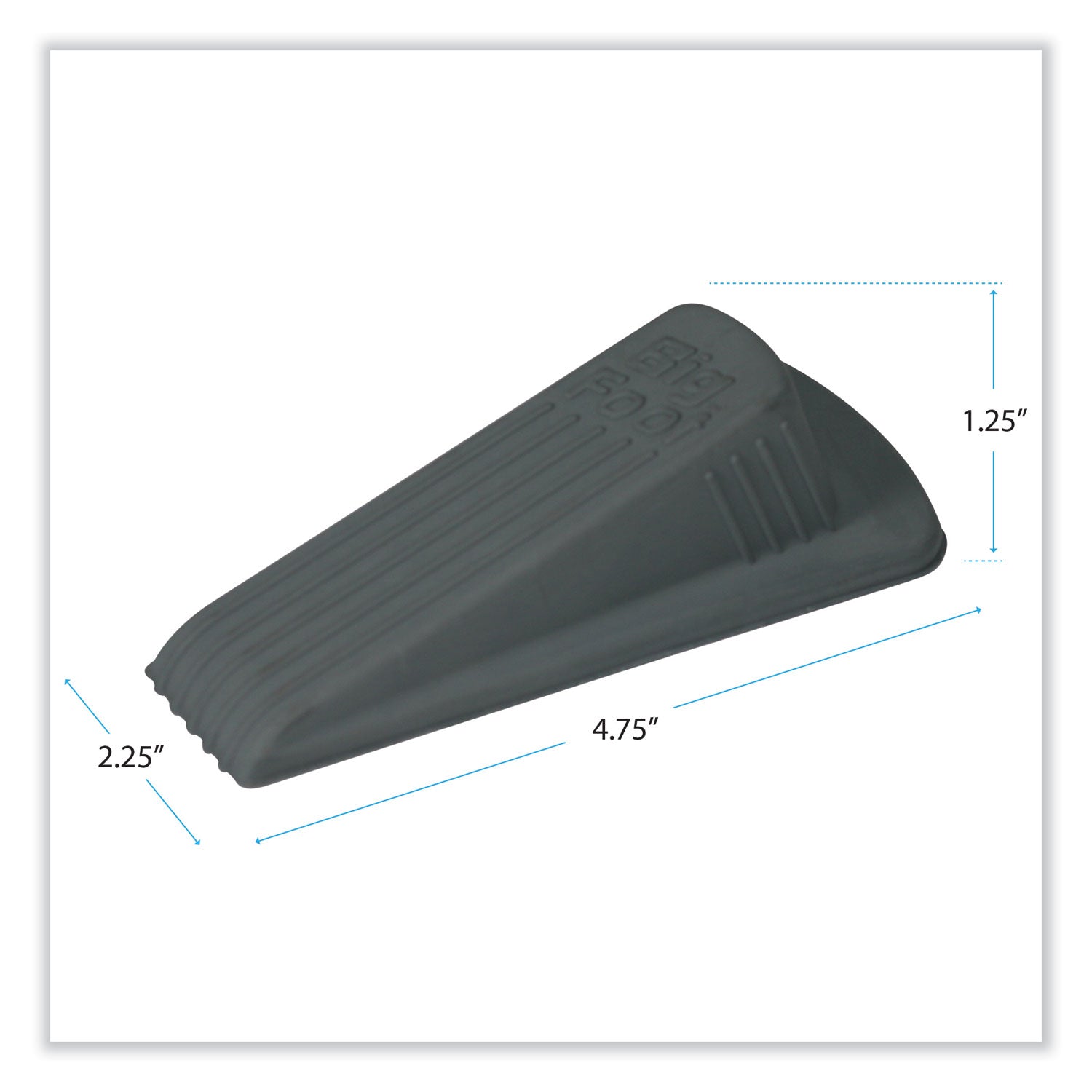 Big Foot Doorstop, No Slip Rubber Wedge, 2.25w x 4.75d x 1.25h, Gray -