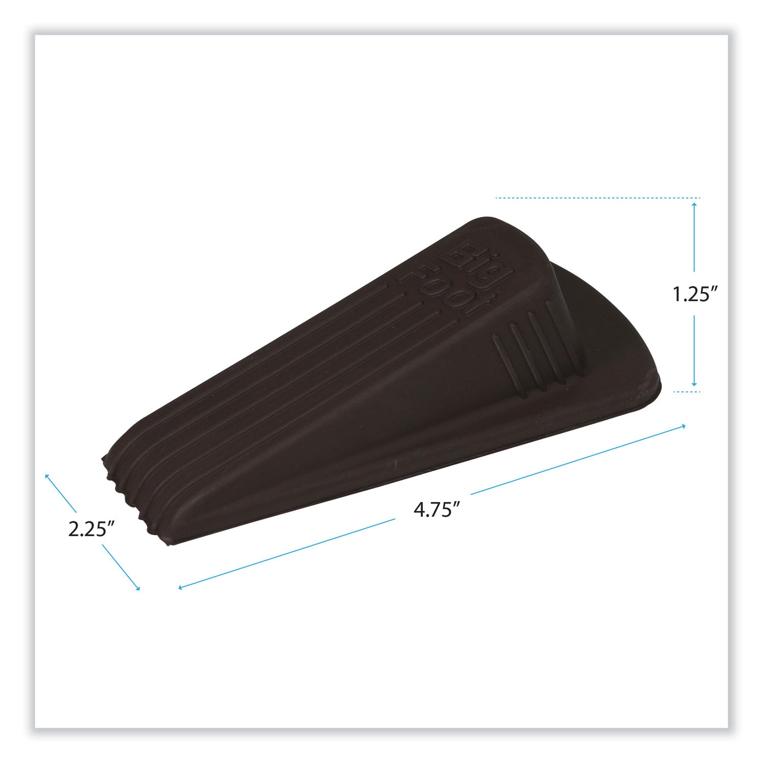 Big Foot Doorstop, No Slip Rubber Wedge, 2.25w x 4.75d x 1.25h, Brown -
