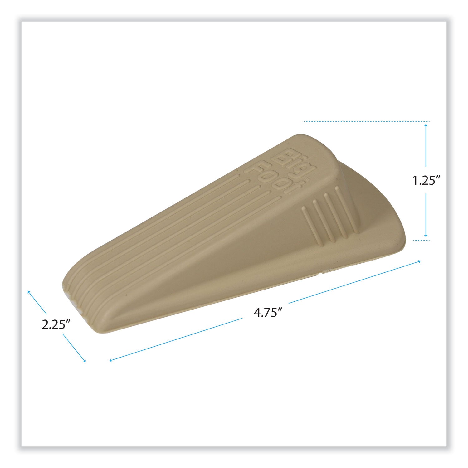 Big Foot Doorstop, No Slip Rubber Wedge, 2.25w x 4.75d x 1.25h, Beige -