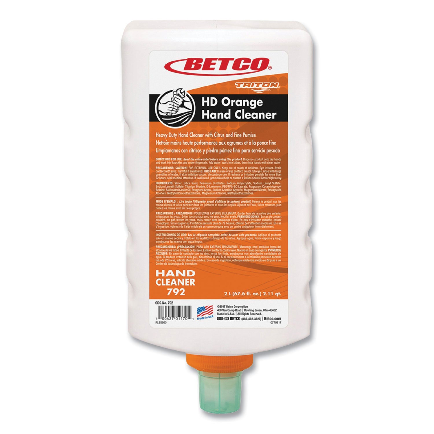 hd-orange-hand-cleaner-refill-citrus-zest-2-l-refill-bottle-for-triton-dispensers-6-carton_bet7926200 - 1