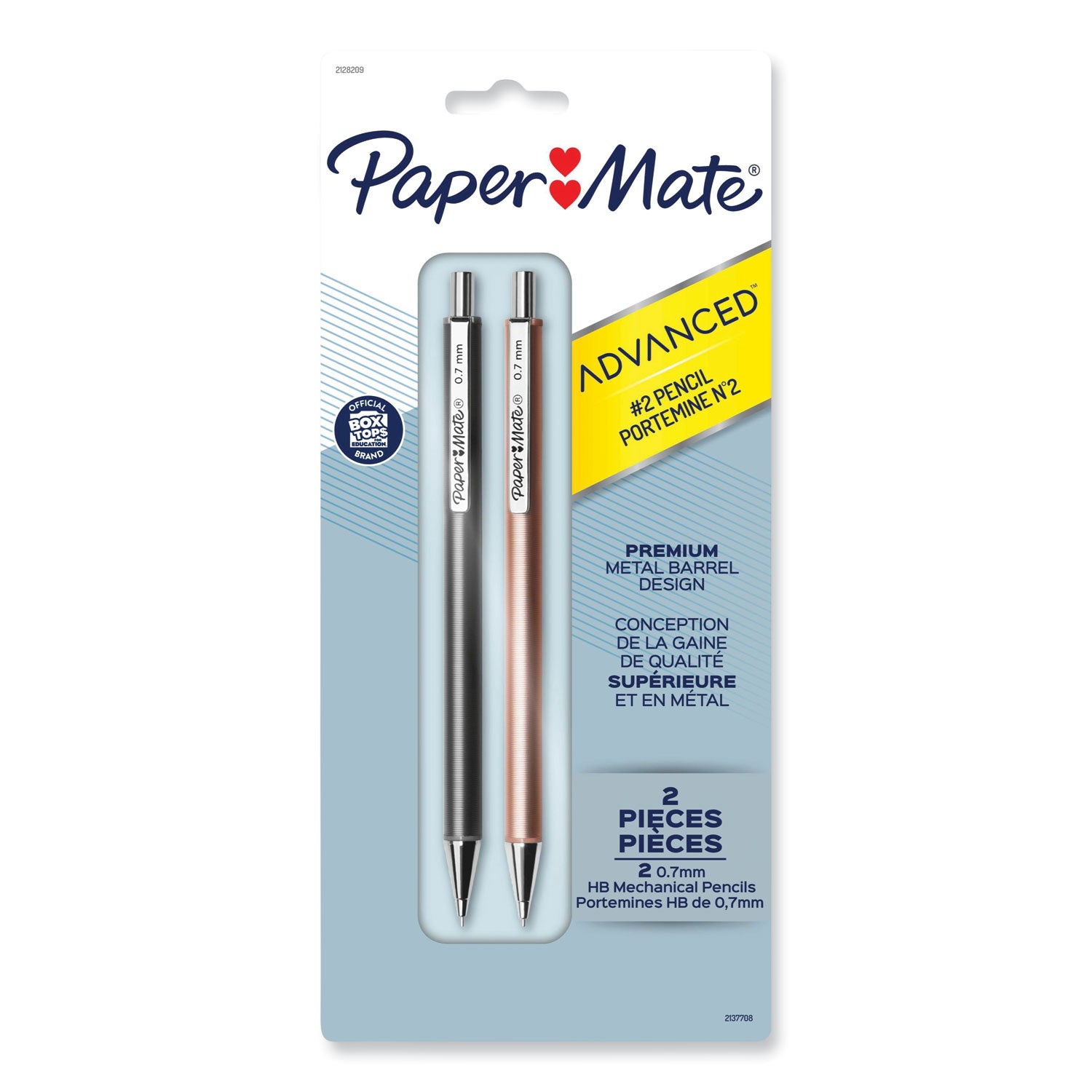 advanced-mechanical-pencils-07-mm-hb-#2-black-lead-gun-metal-gray;-rose-gold-barrel-2-pack_pap2128209 - 1