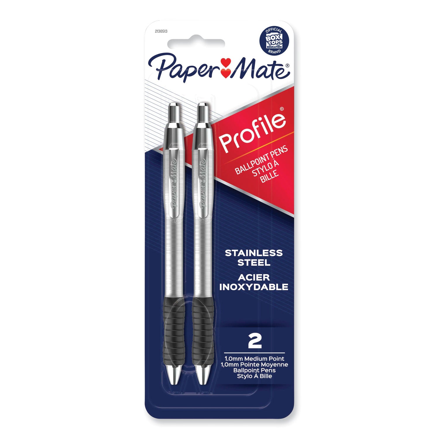 profile-ballpoint-pen-retractable-medium-1-mm-black-ink-black-silver-barrel-2-pack_pap2130513 - 1