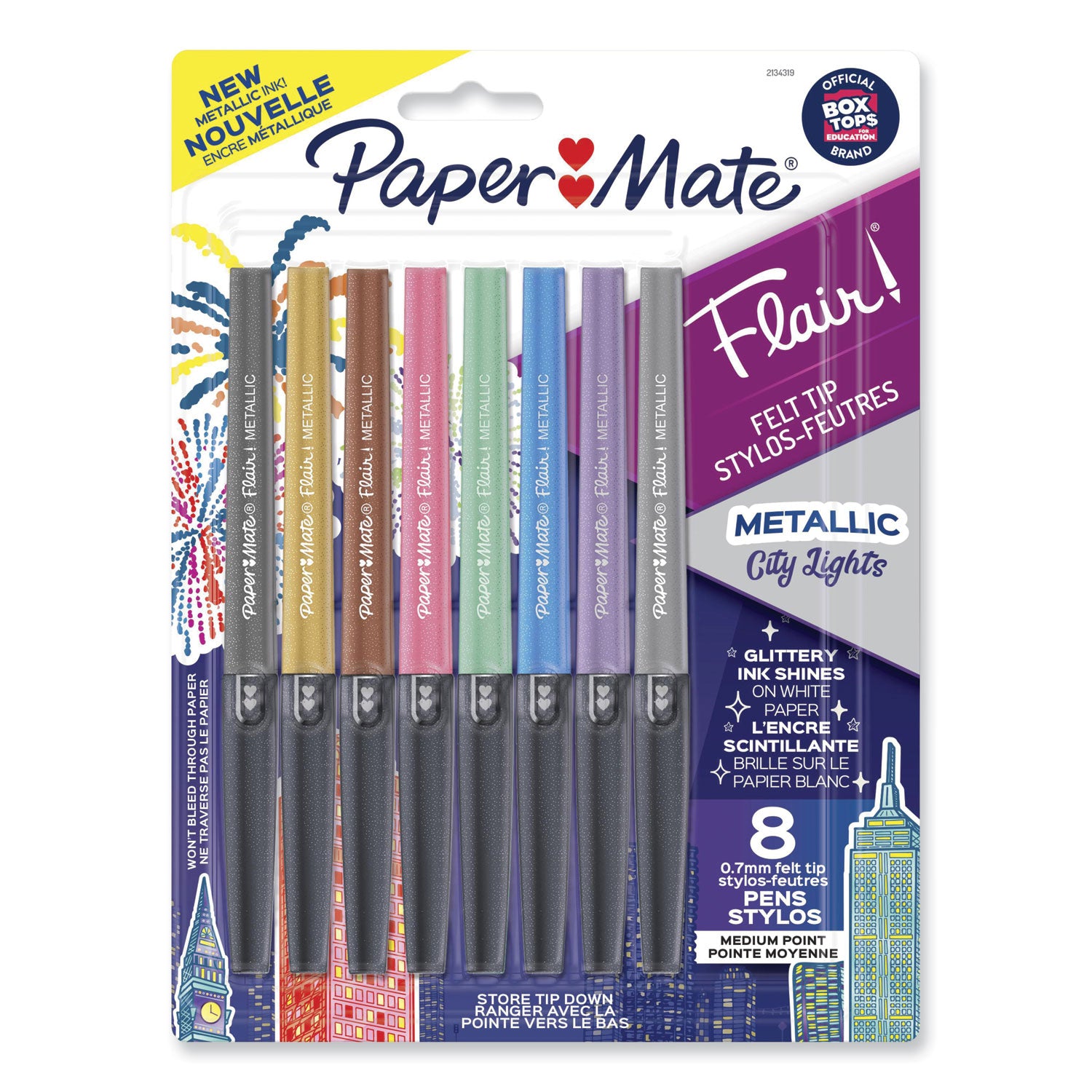 flair-metallic-porous-point-pen-stick-medium-07-mm-assorted-ink-and-barrel-colors-8-pack_pap2134319 - 1
