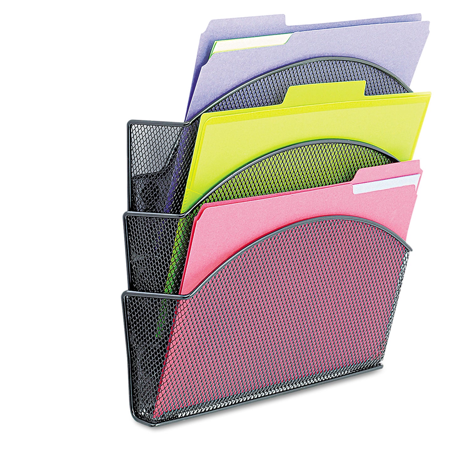 Onyx Magnetic Mesh Panel Accessories, 3 File Pocket, 13 x 4.25 x 13.5. Black -