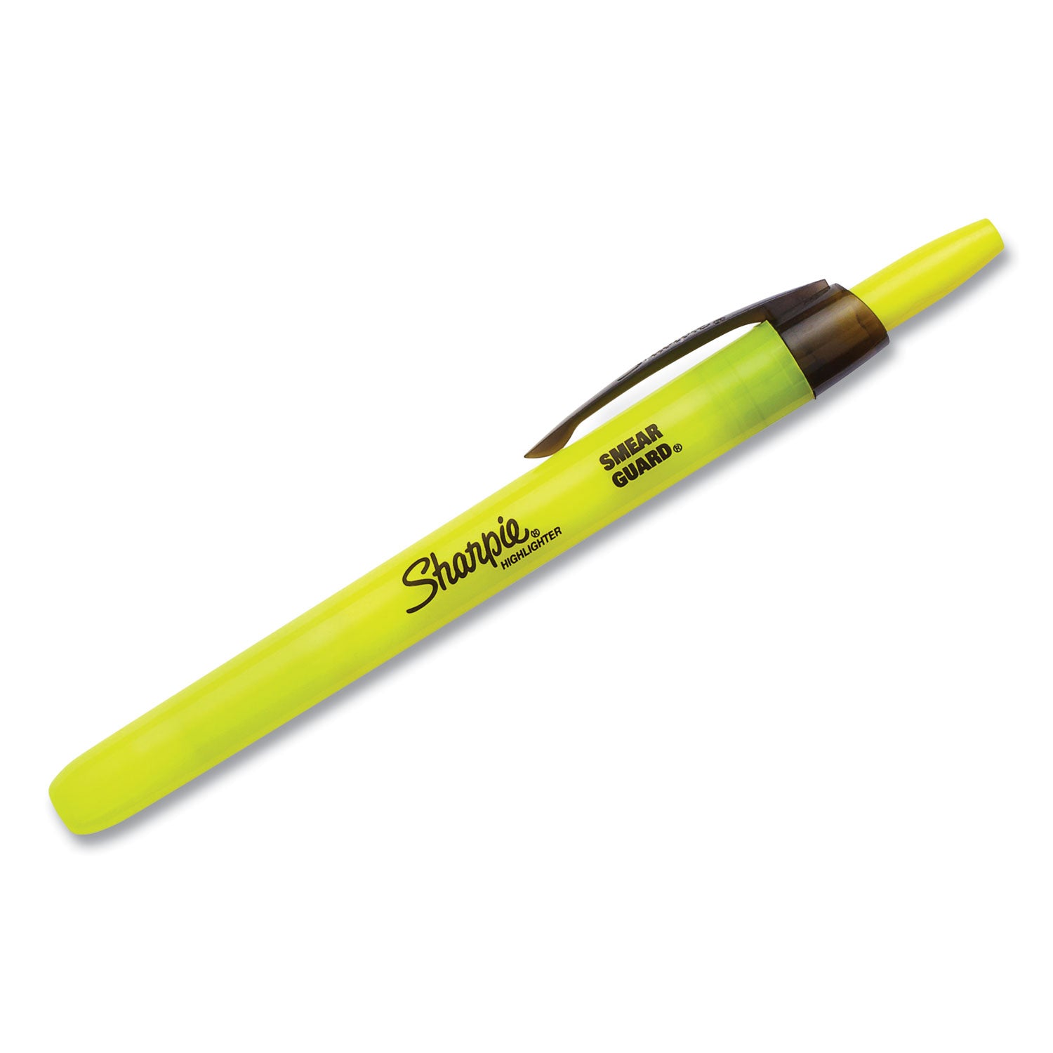 Retractable Highlighters, Fluorescent Yellow Ink, Chisel Tip, Yellow/Black Barrel, Dozen -
