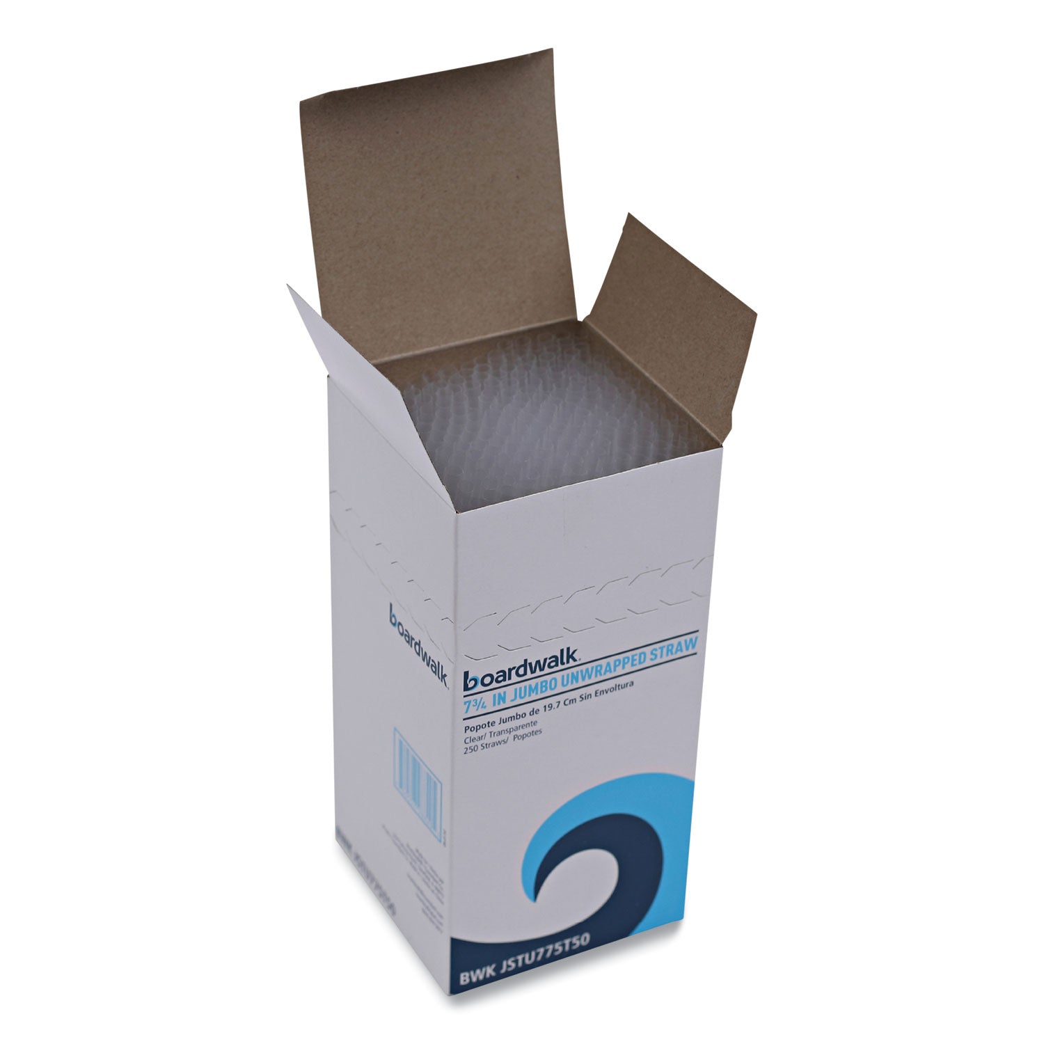 Jumbo Straws, 7.75", Plastic, Translucent, Unwrapped, 250/Pack, 50 Packs/Carton -