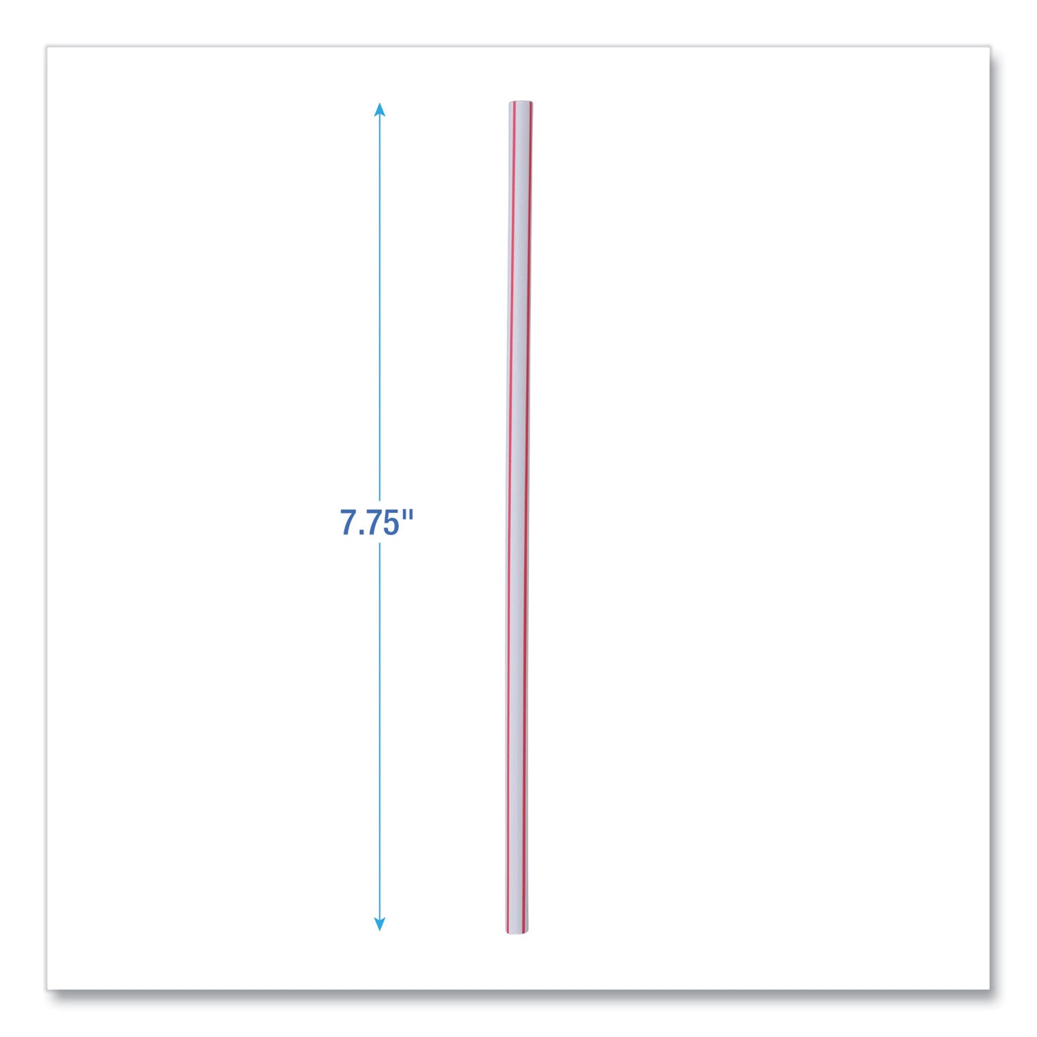 Wrapped Jumbo Straws, 7.75", Plastic, White/Red Stripe, 400/Pack, 25 Packs/Carton -
