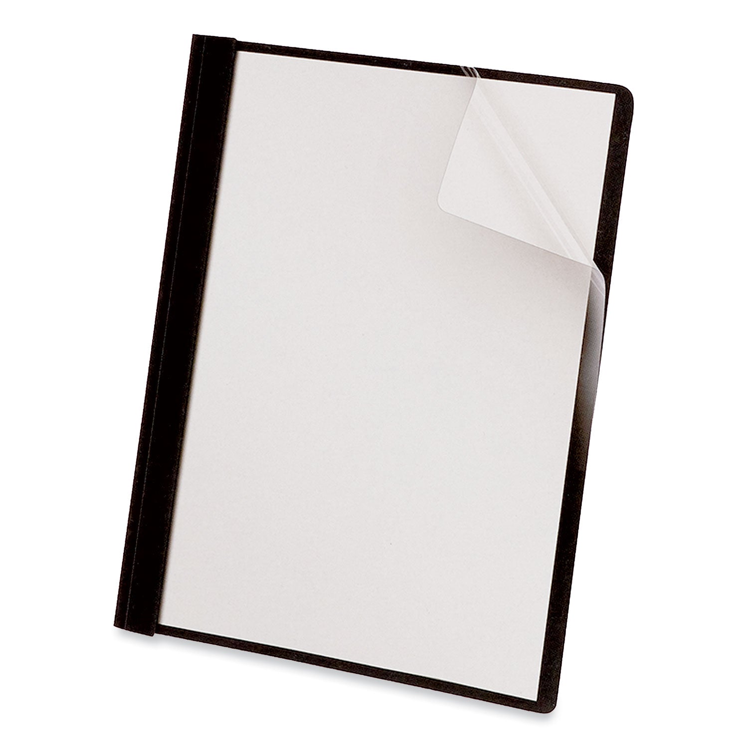 Clear Front Report Cover, Prong Fastener, 0.5" Capacity, 8.5 x 11, Clear/Black, 25/Box -