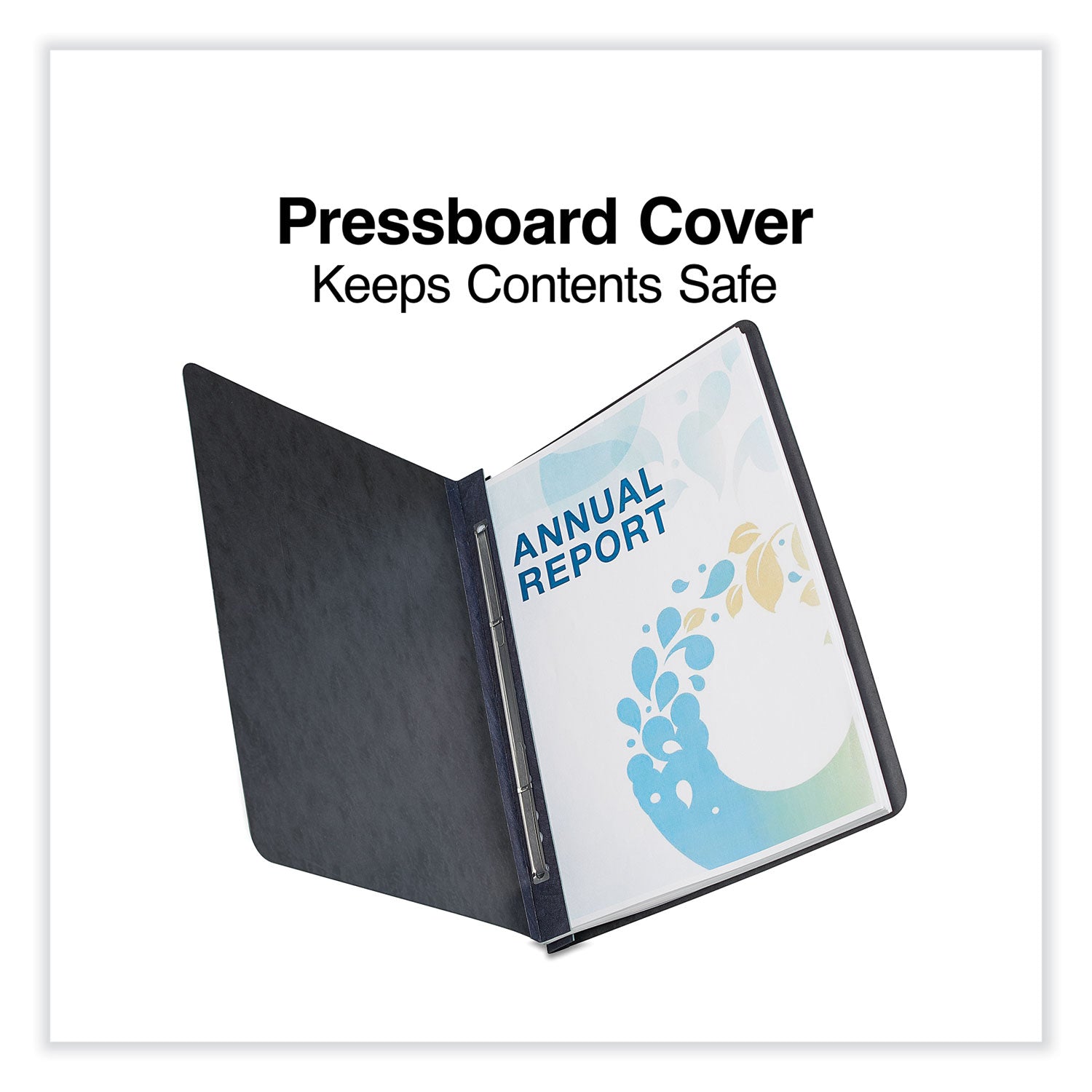 Pressboard Report Cover, Two-Piece Prong Fastener, 3" Capacity, 8.5 x 11, Black/Black -