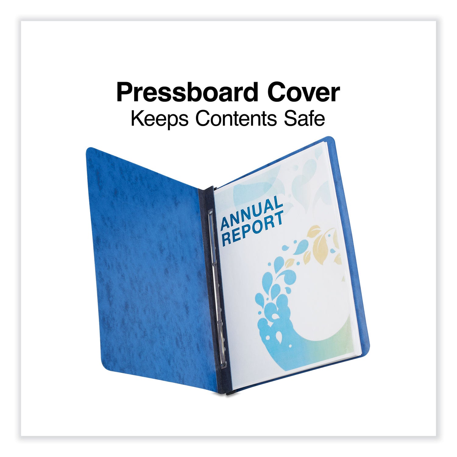 Pressboard Report Cover, Two-Piece Prong Fastener, 3" Capacity, 8.5 x 11, Dark Blue/Dark Blue -