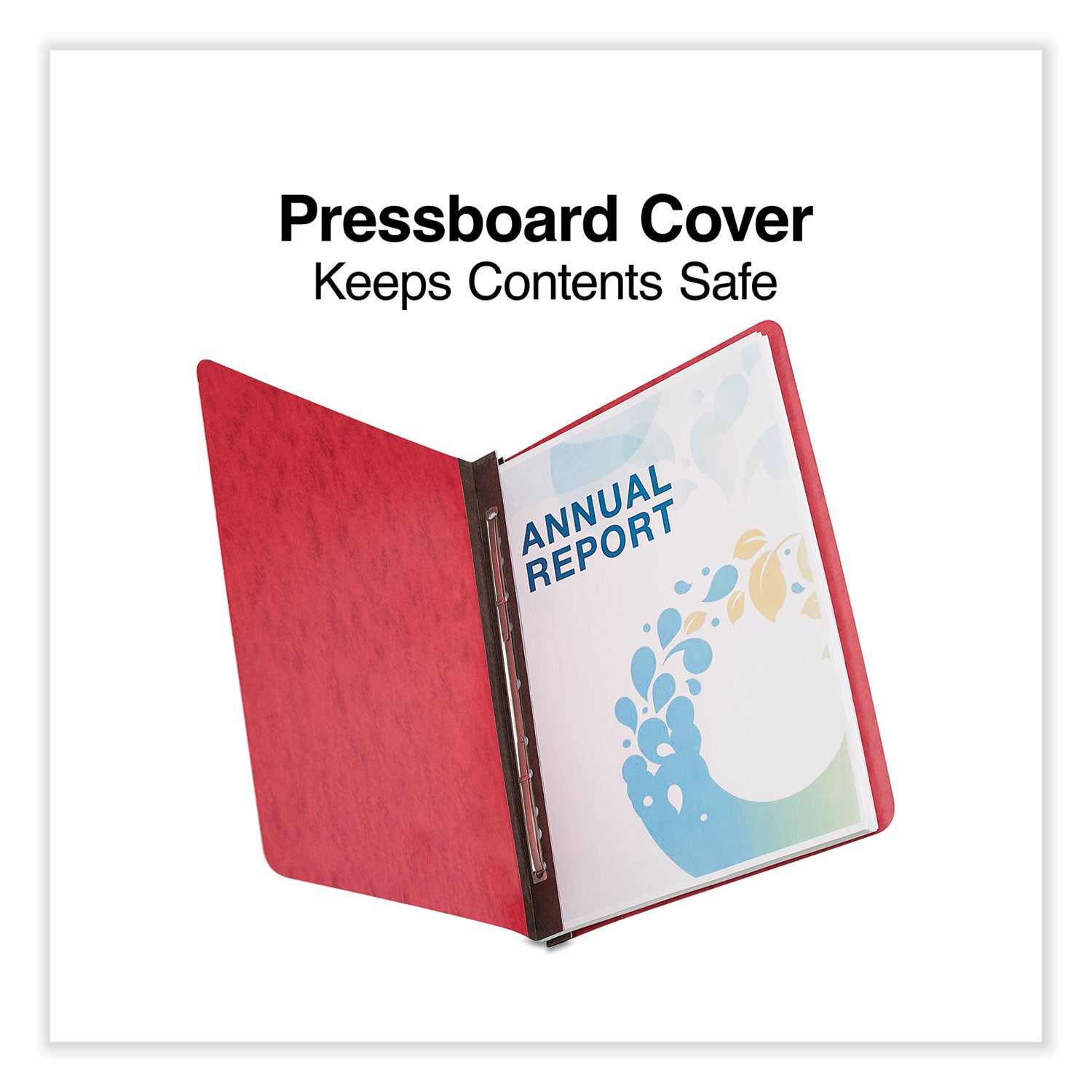 Pressboard Report Cover, Two-Piece Prong Fastener, 3" Capacity, 8.5 x 11, Executive Red/Executive Red -