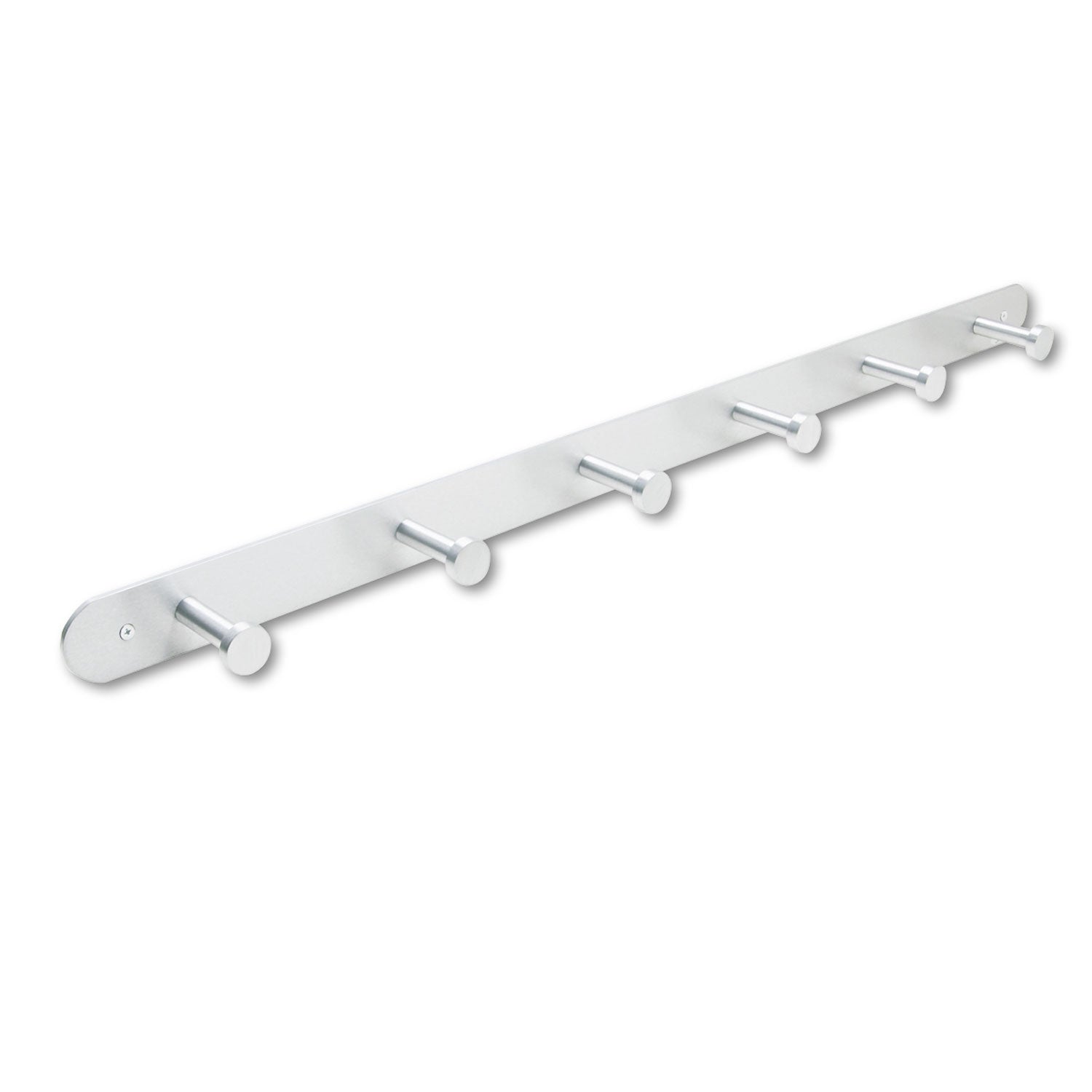 Nail Head Wall Coat Rack, Six Hooks, Metal, 36w x 2.75d x 2h, Satin -
