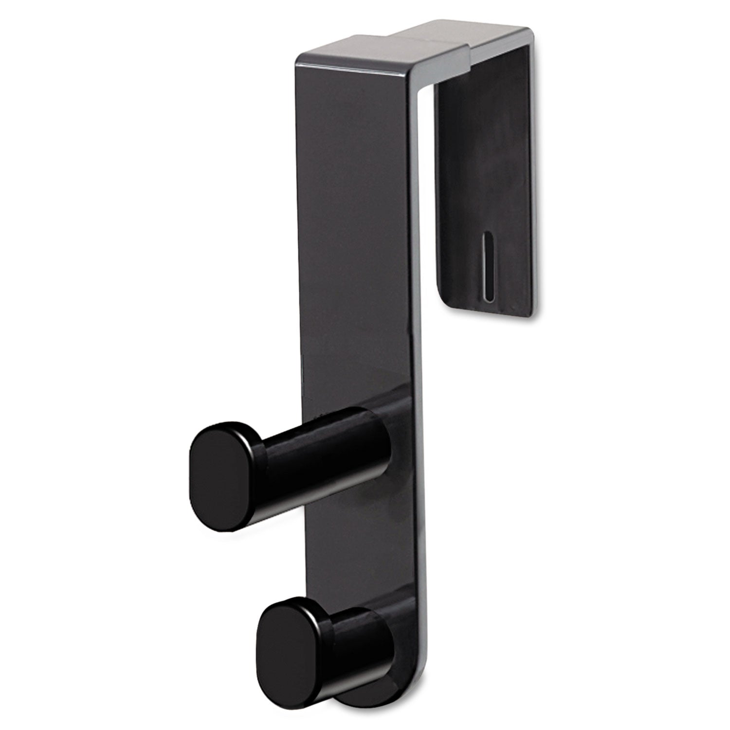 Plastic Coat Hook, 2-Hook, 1.75 x 6.5 x 7.75, Black -