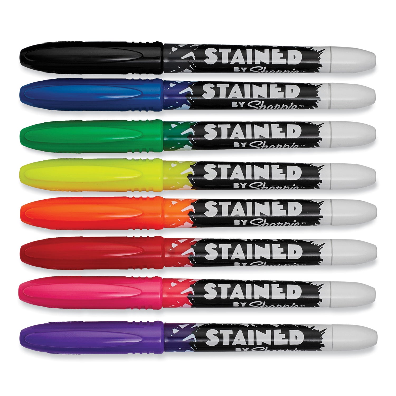 Stained Fabric Markers, Medium Brush Tip, Assorted Colors, 8/Pack -