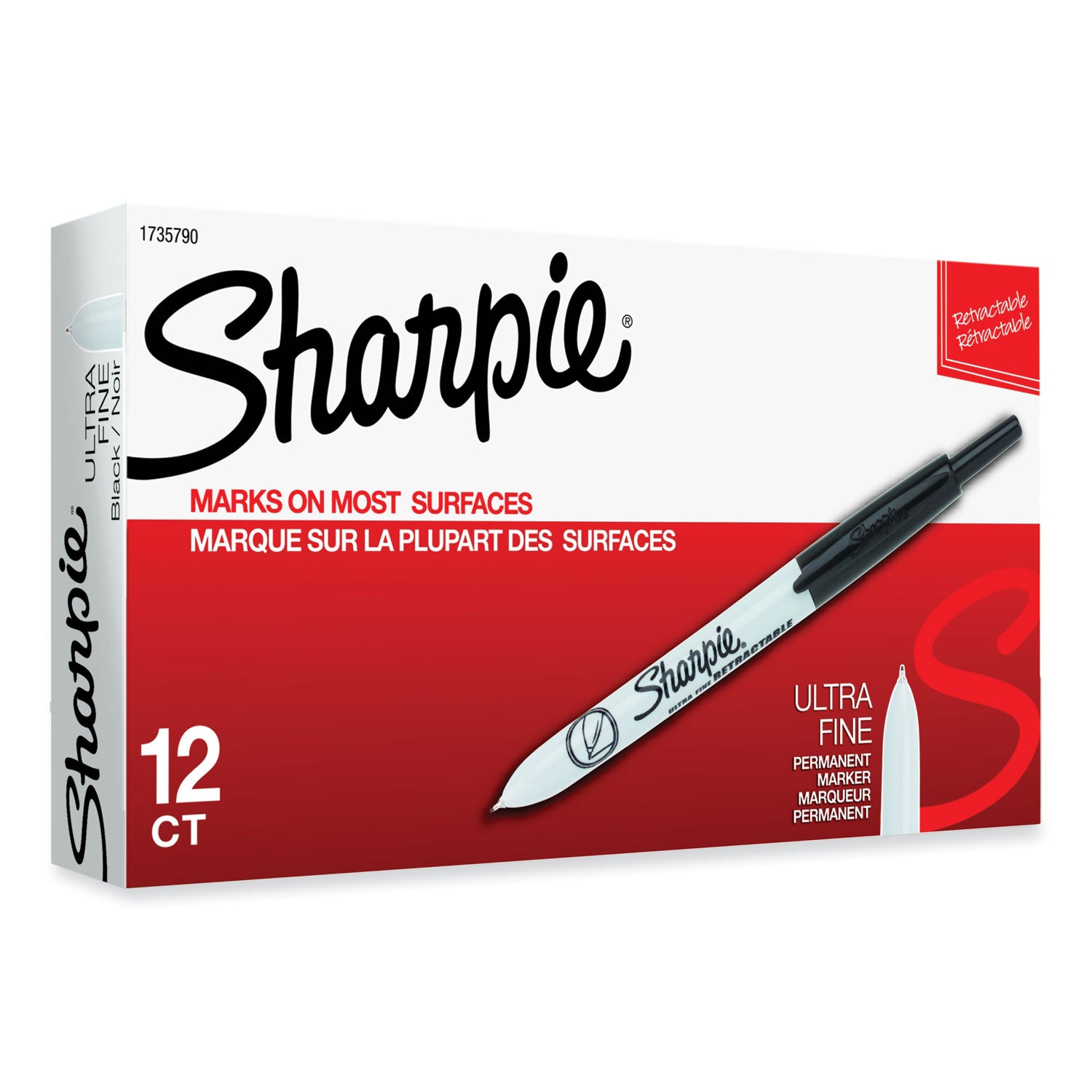 Retractable Permanent Marker, Extra-Fine Needle Tip, Black -