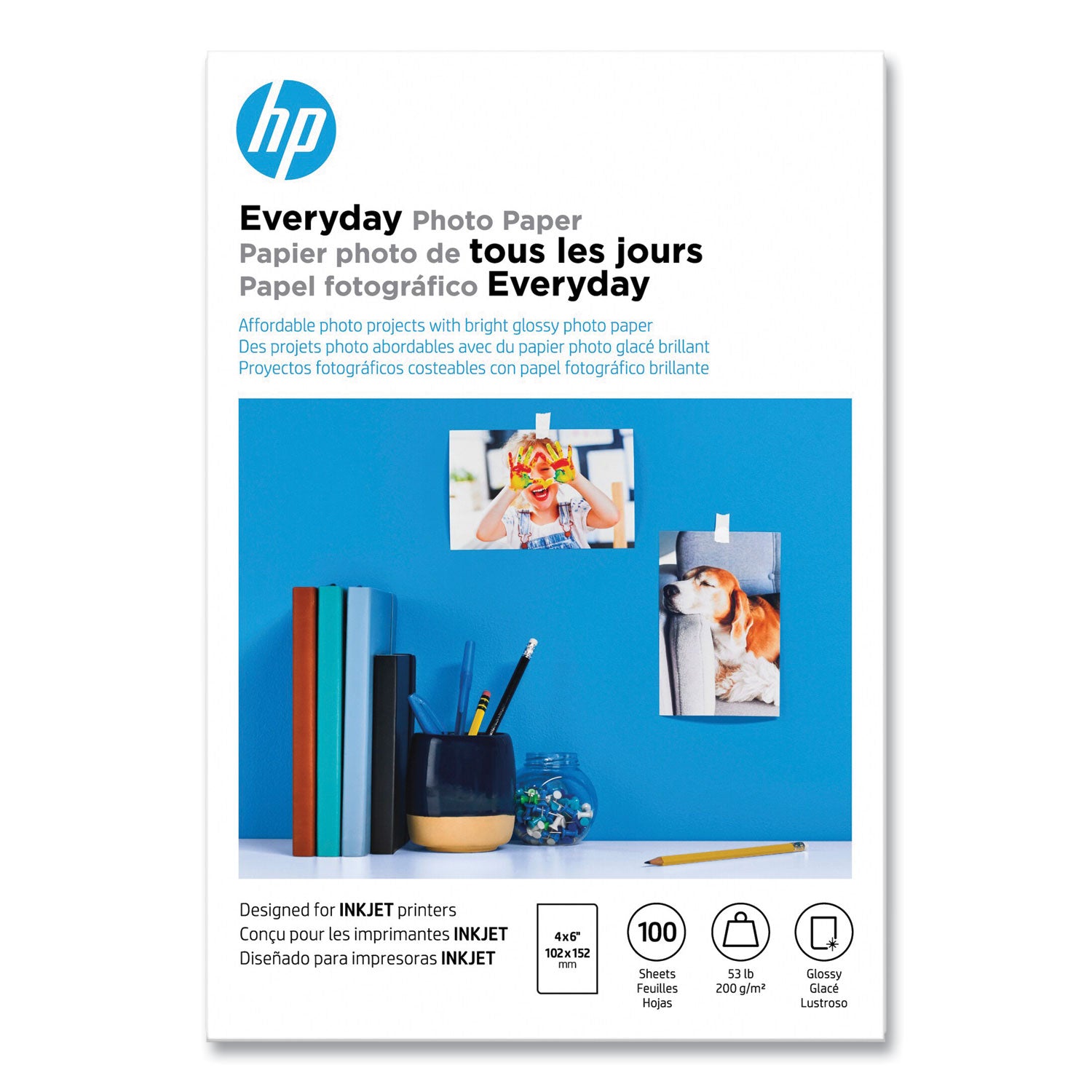 Everyday Glossy Photo Paper, 8 mil, 4 x 6, Glossy White, 100/Pack -