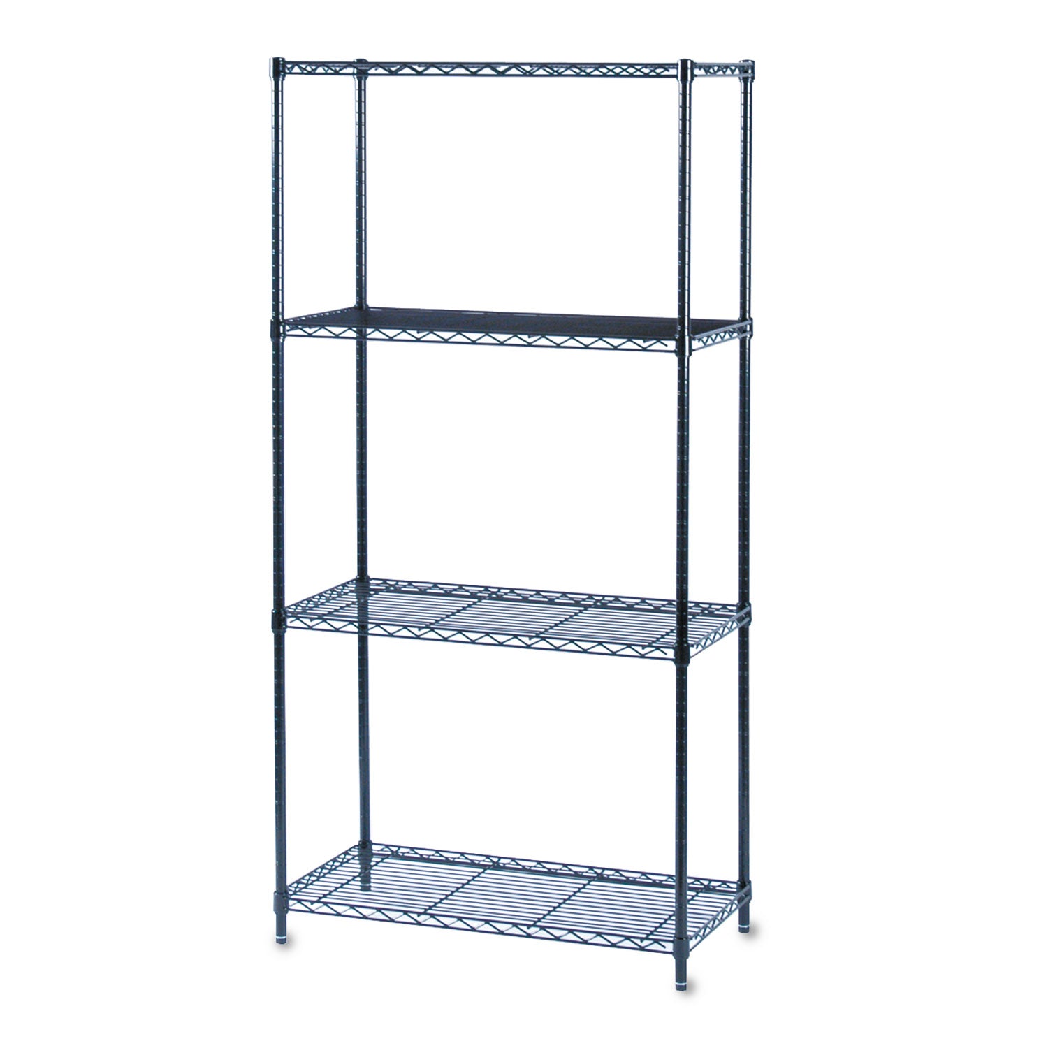 Commercial Wire Shelving, Four-Shelf, 36w X 18d X 72h, Black -