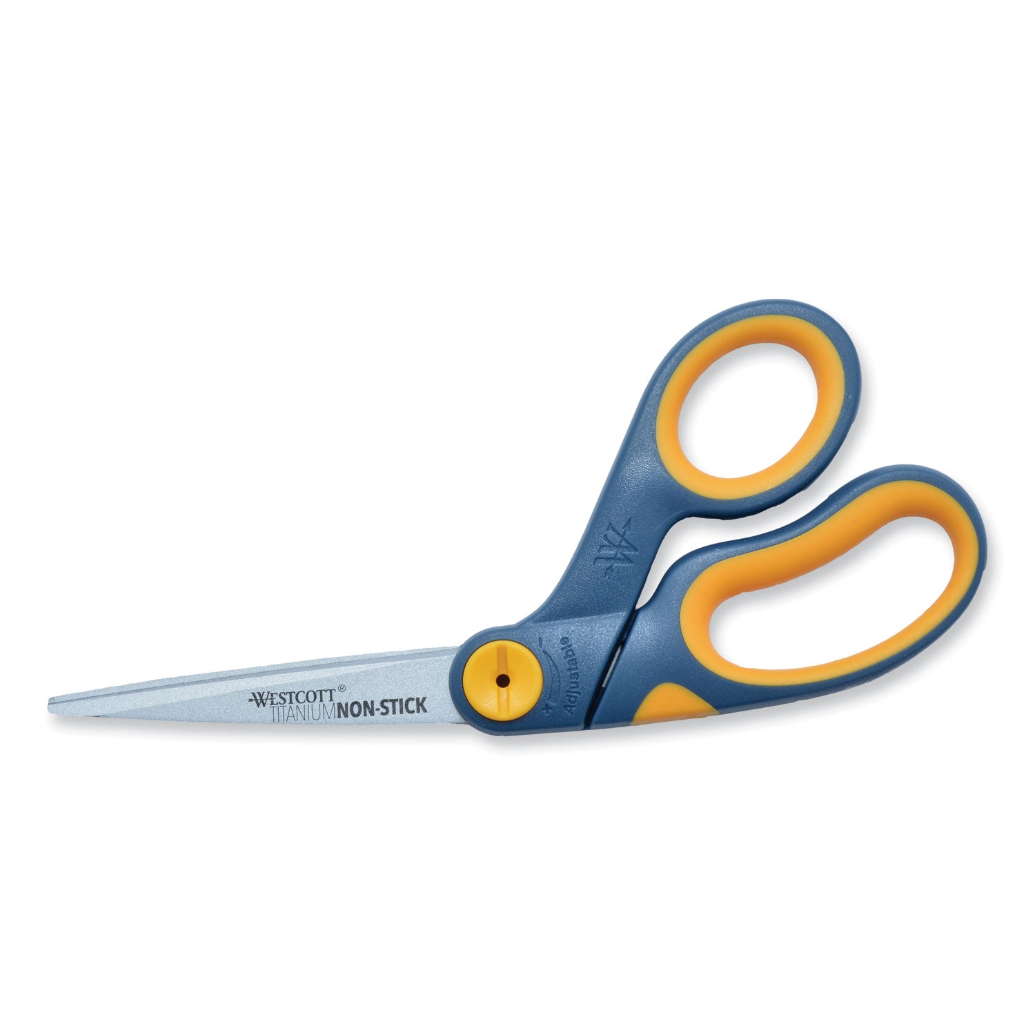 Non-Stick Titanium Bonded Scissors, 8" Long, 3.25" Cut Length, Gray/Yellow Bent Handle -
