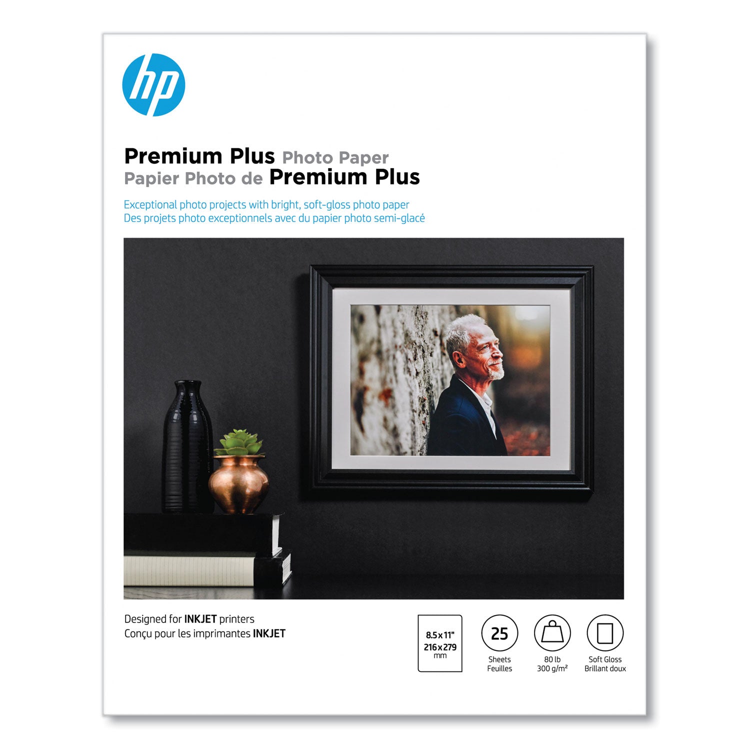 Premium Plus Photo Paper, 11.5 mil, 8.5 x 11, Soft-Gloss White, 25/Pack -