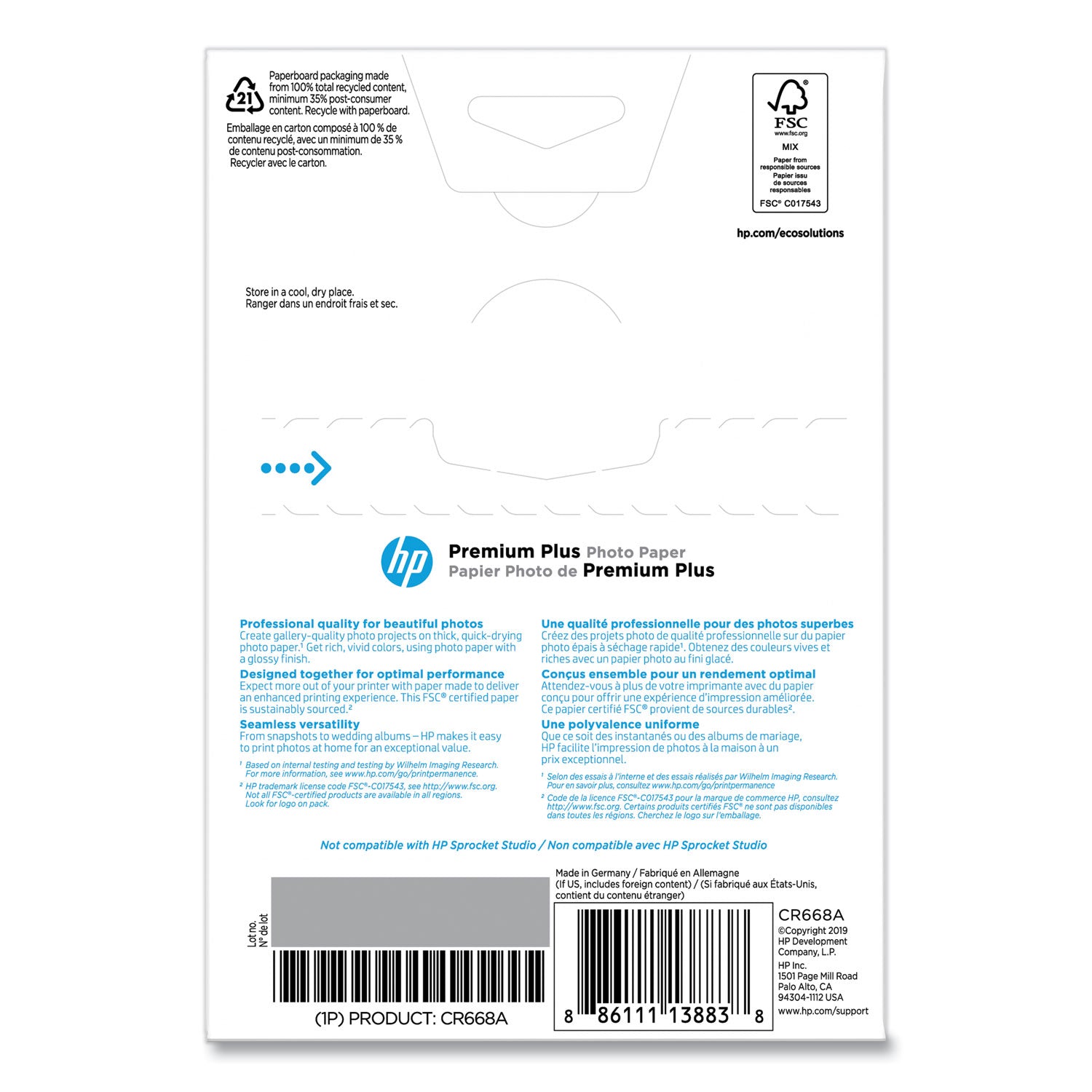 Premium Plus Photo Paper, 11.5 mil, 4 x 6, Glossy White, 100/Pack -