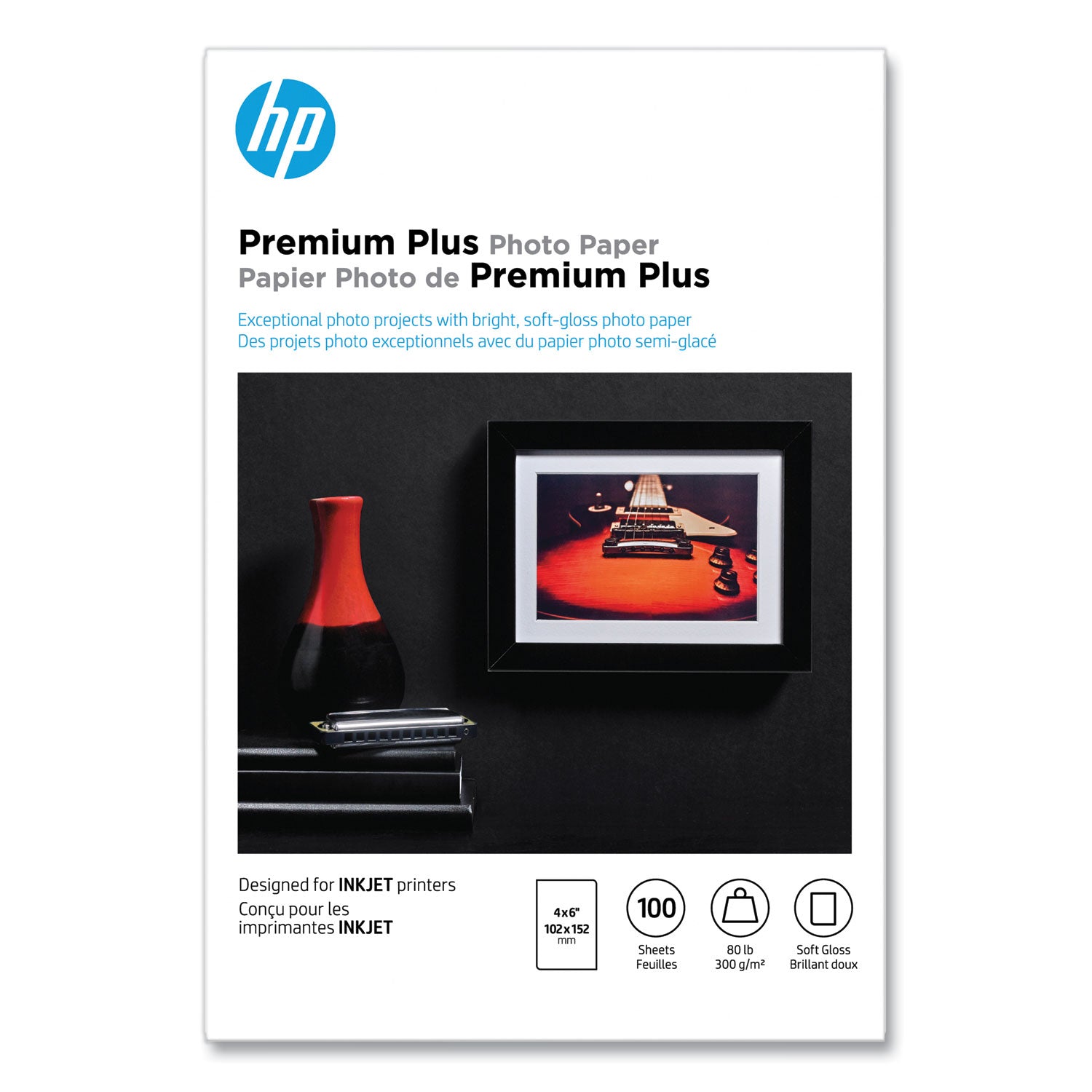 Premium Plus Photo Paper, 11.5 mil, 4 x 6, Soft-Gloss White, 100/Pack -