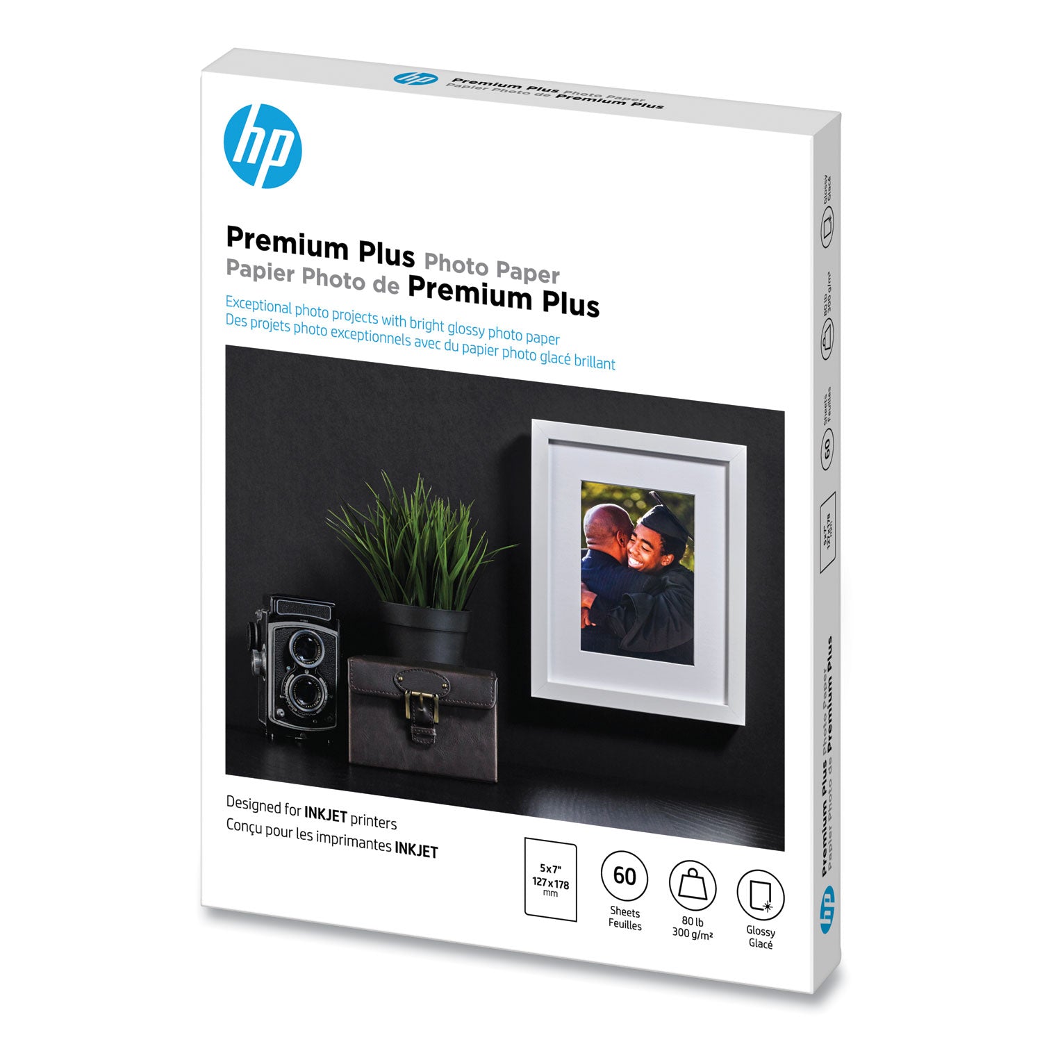 Premium Plus Photo Paper, 11.5 mil, 5 x 7, Glossy White, 60/Pack -