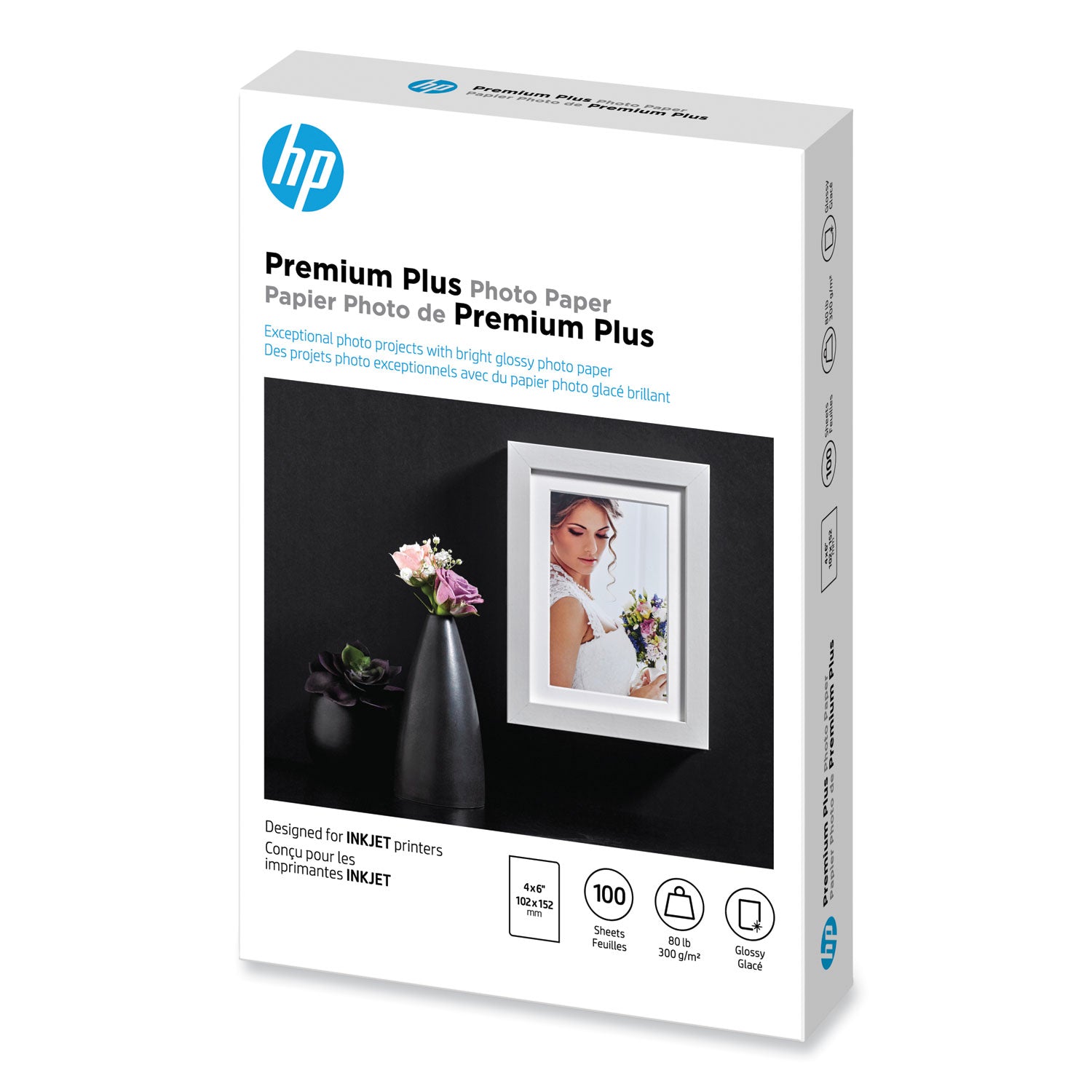 Premium Plus Photo Paper, 11.5 mil, 4 x 6, Glossy White, 100/Pack -