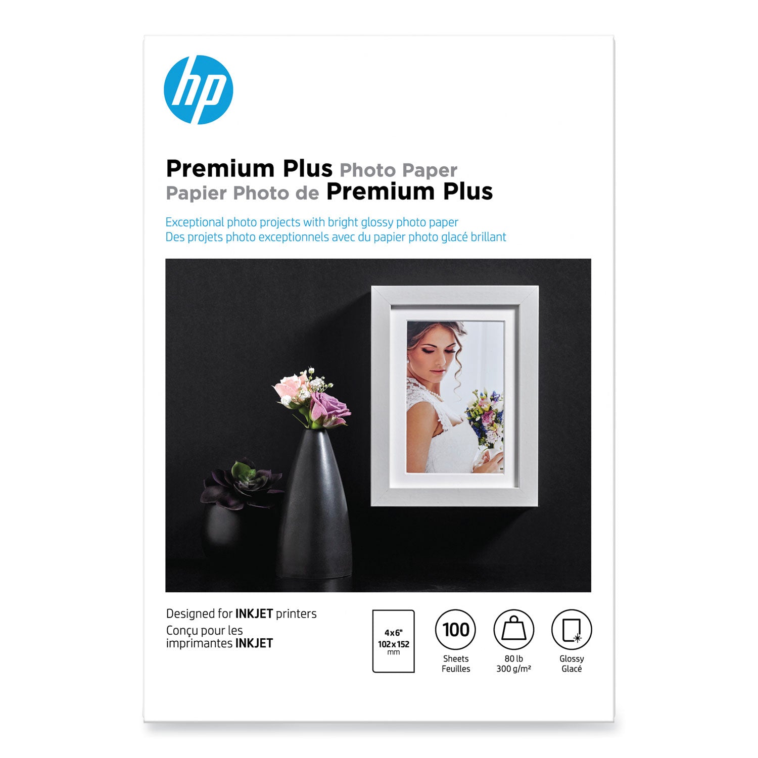 Premium Plus Photo Paper, 11.5 mil, 4 x 6, Glossy White, 100/Pack -