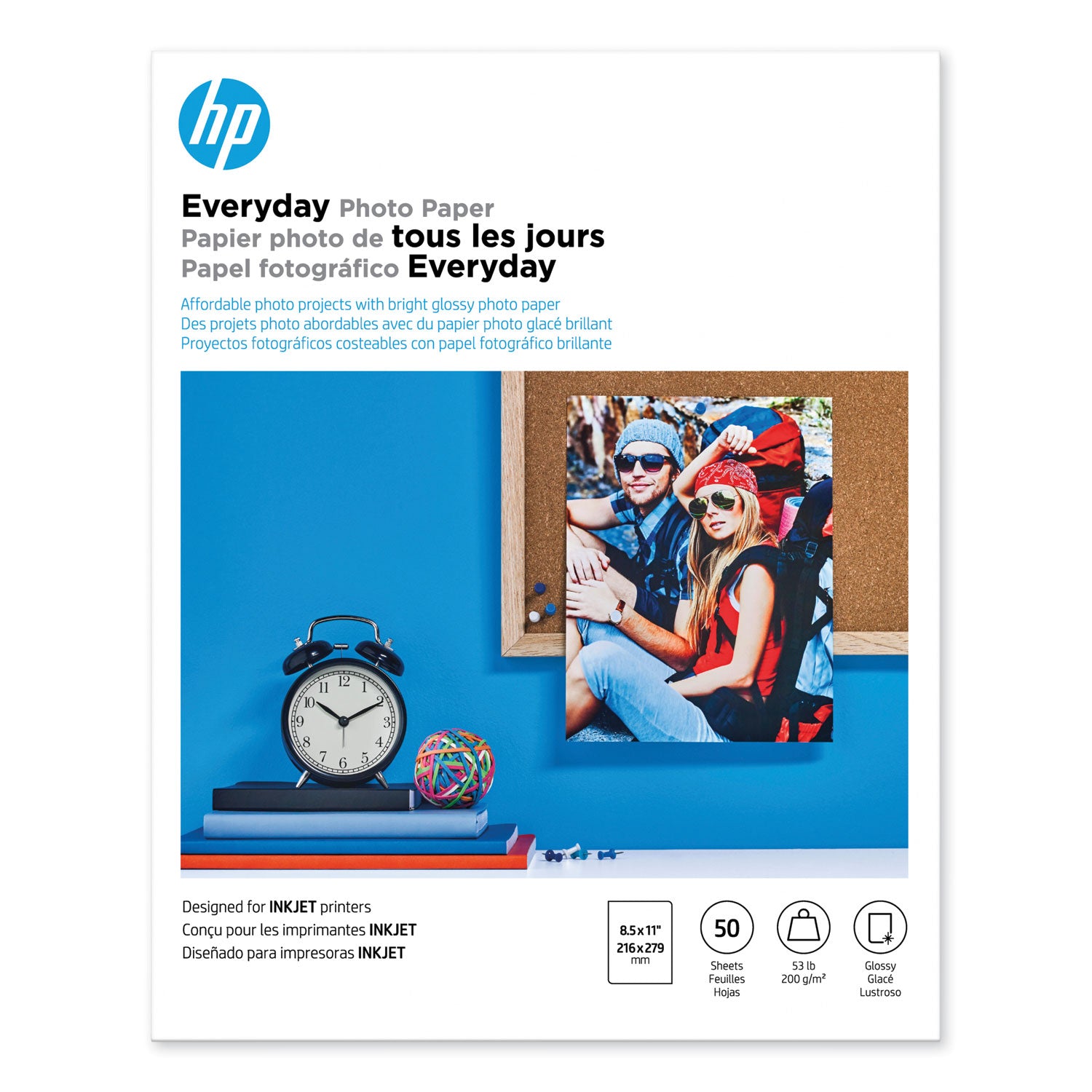 Everyday Photo Paper, 8 mil, 8.5 x 11, Glossy White, 50/Pack -