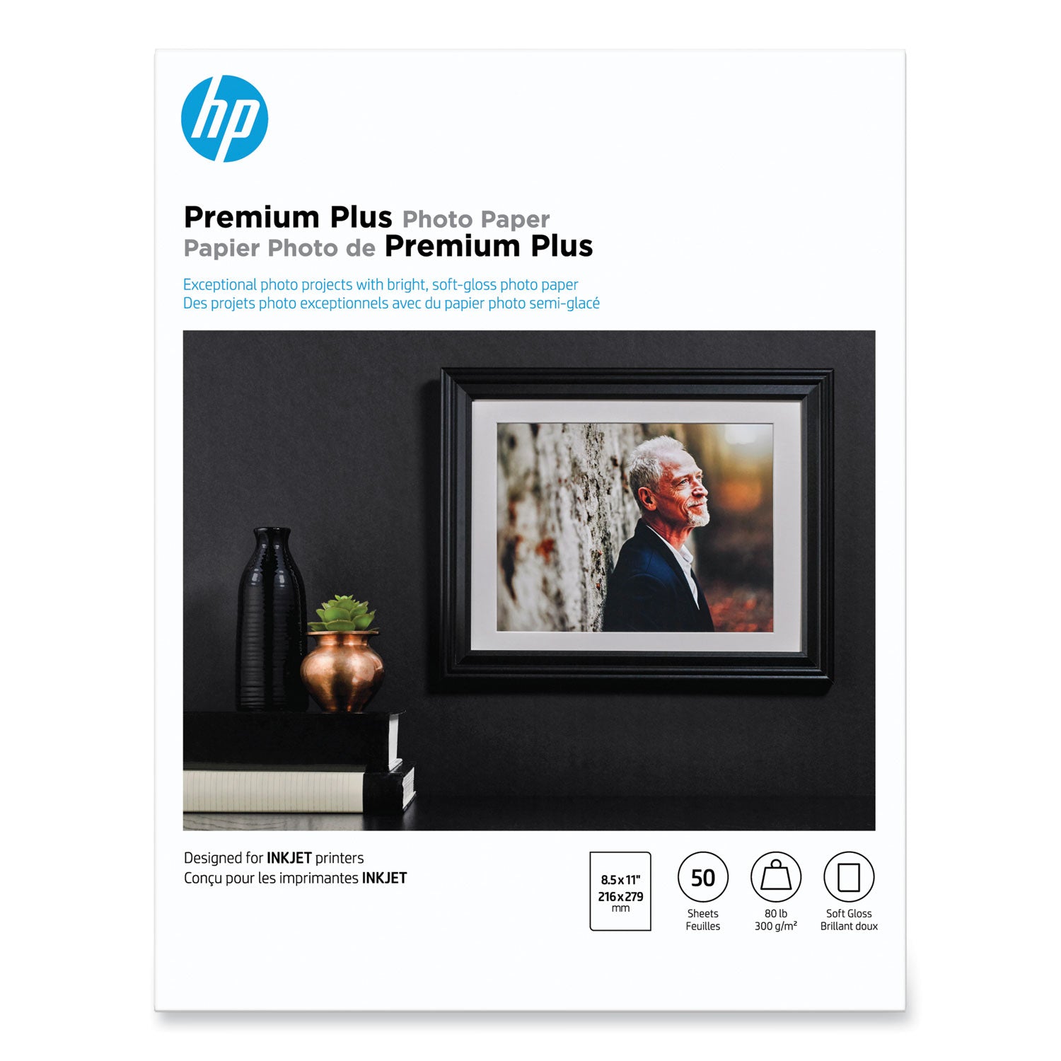 Premium Plus Photo Paper, 11.5 mil, 8.5 x 11, Soft-Gloss White, 50/Pack -