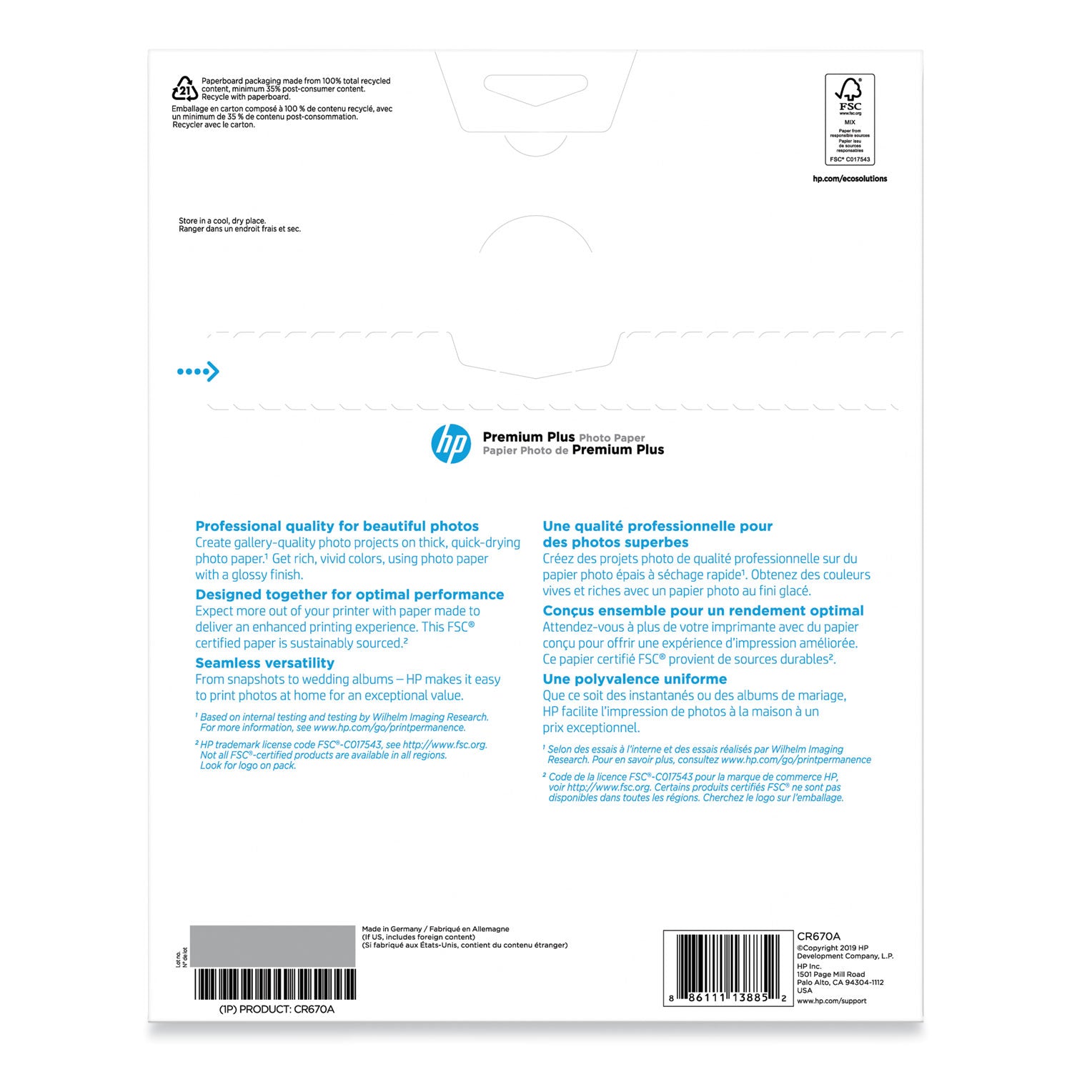 Premium Plus Photo Paper, 11.5 mil, 8.5 x 11, Glossy White, 25/Pack -