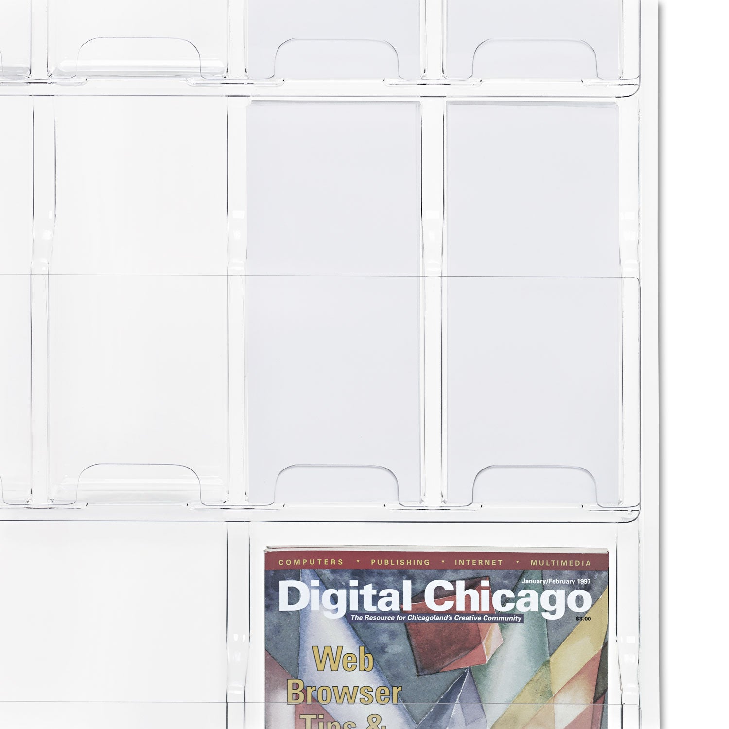 Reveal Clear Literature Displays, 18 Compartments, 30w x 2d x 45h, Clear -