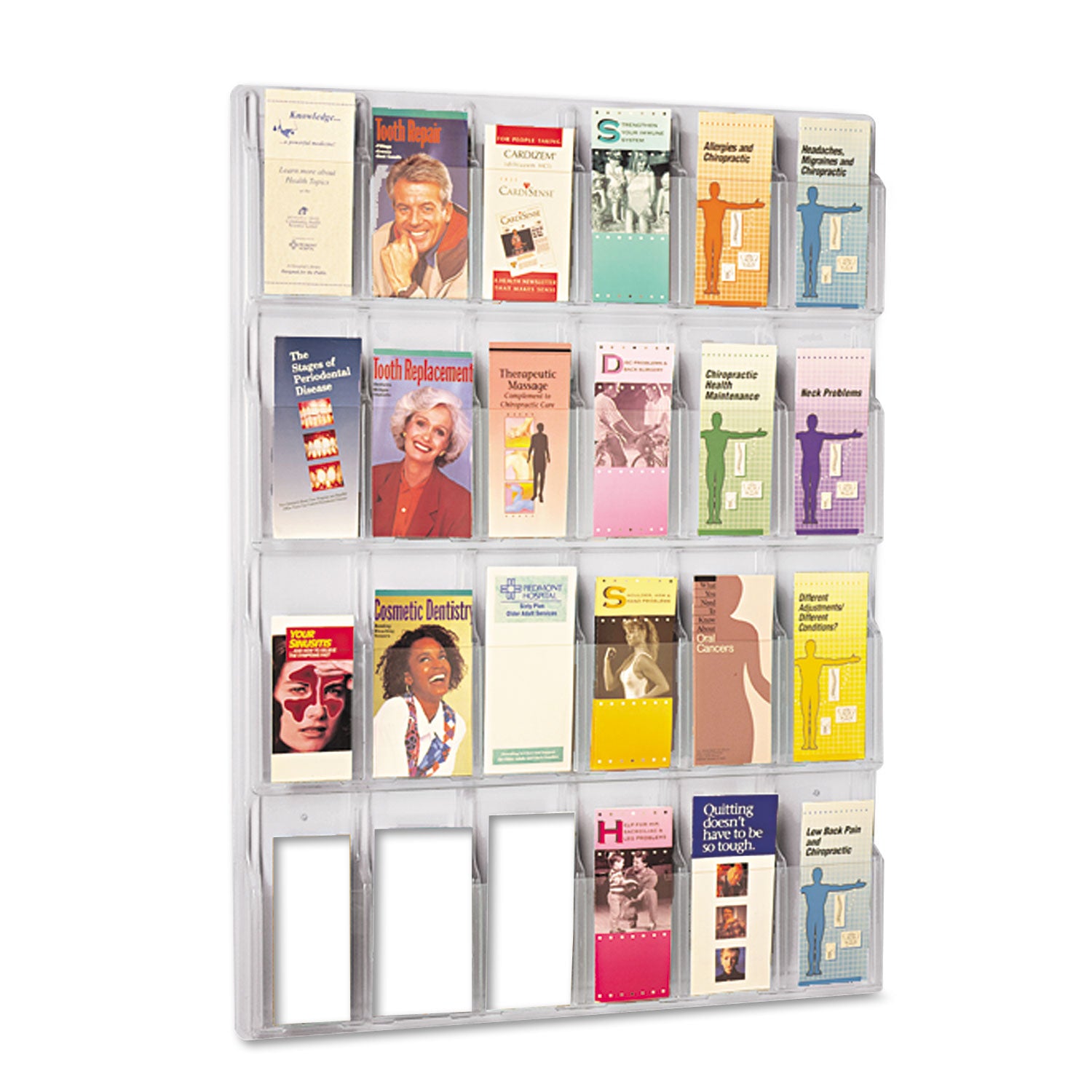 Reveal Clear Literature Displays, 24 Compartments, 30w x 2d x 41h, Clear -