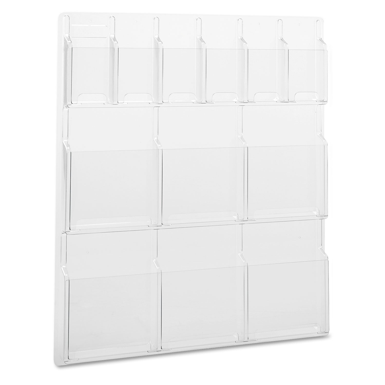 Reveal Clear Literature Displays, 12 Compartments, 30w x 2d x 34.75h, Clear -