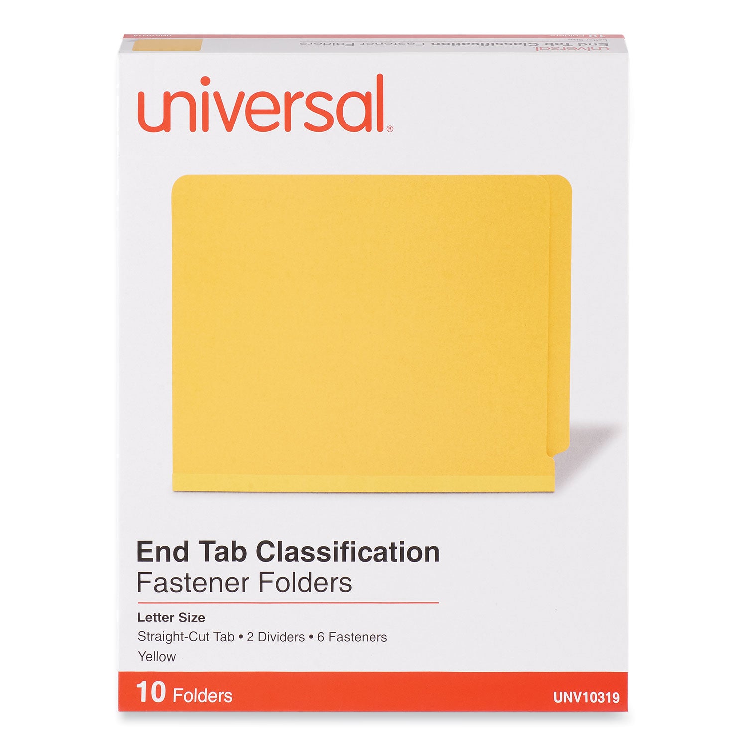 Deluxe Six-Section Pressboard End Tab Classification Folders, 2 Dividers, 6 Fasteners, Letter Size, Yellow, 10/Box -