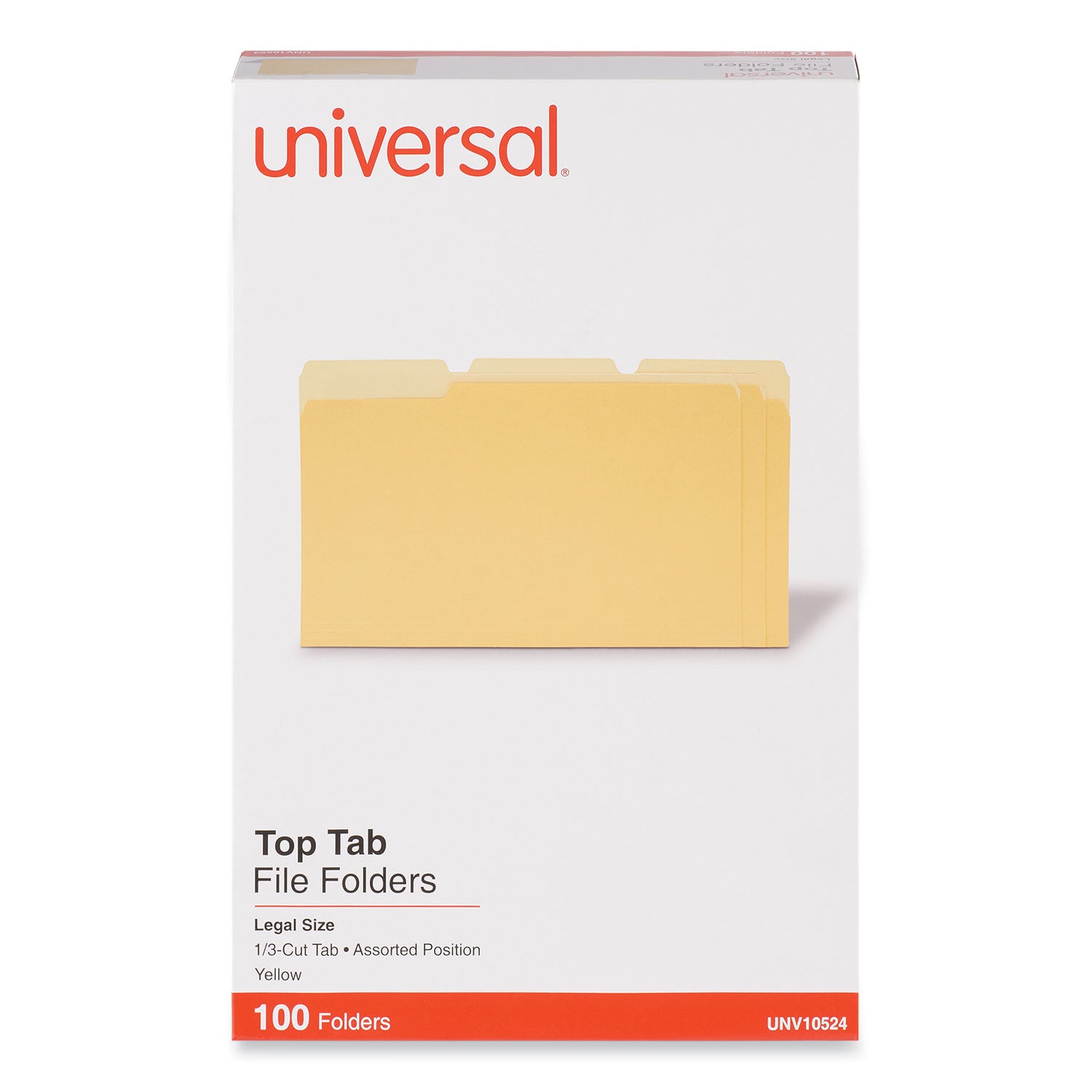 Deluxe Colored Top Tab File Folders, 1/3-Cut Tabs: Assorted, Legal Size, Yellow/Light Yellow, 100/Box -