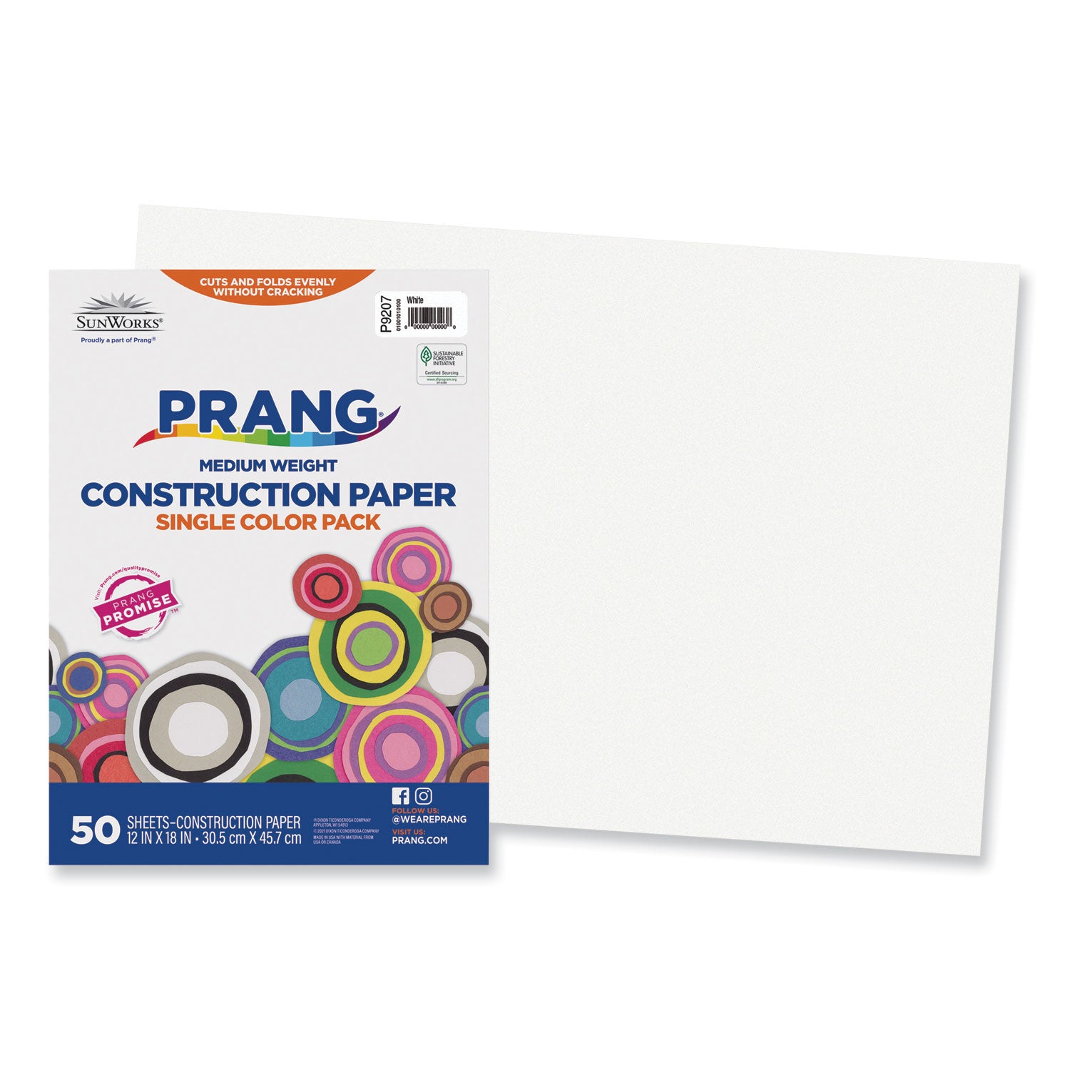 SunWorks Construction Paper, 50 lb Text Weight, 12 x 18, White, 50/Pack -