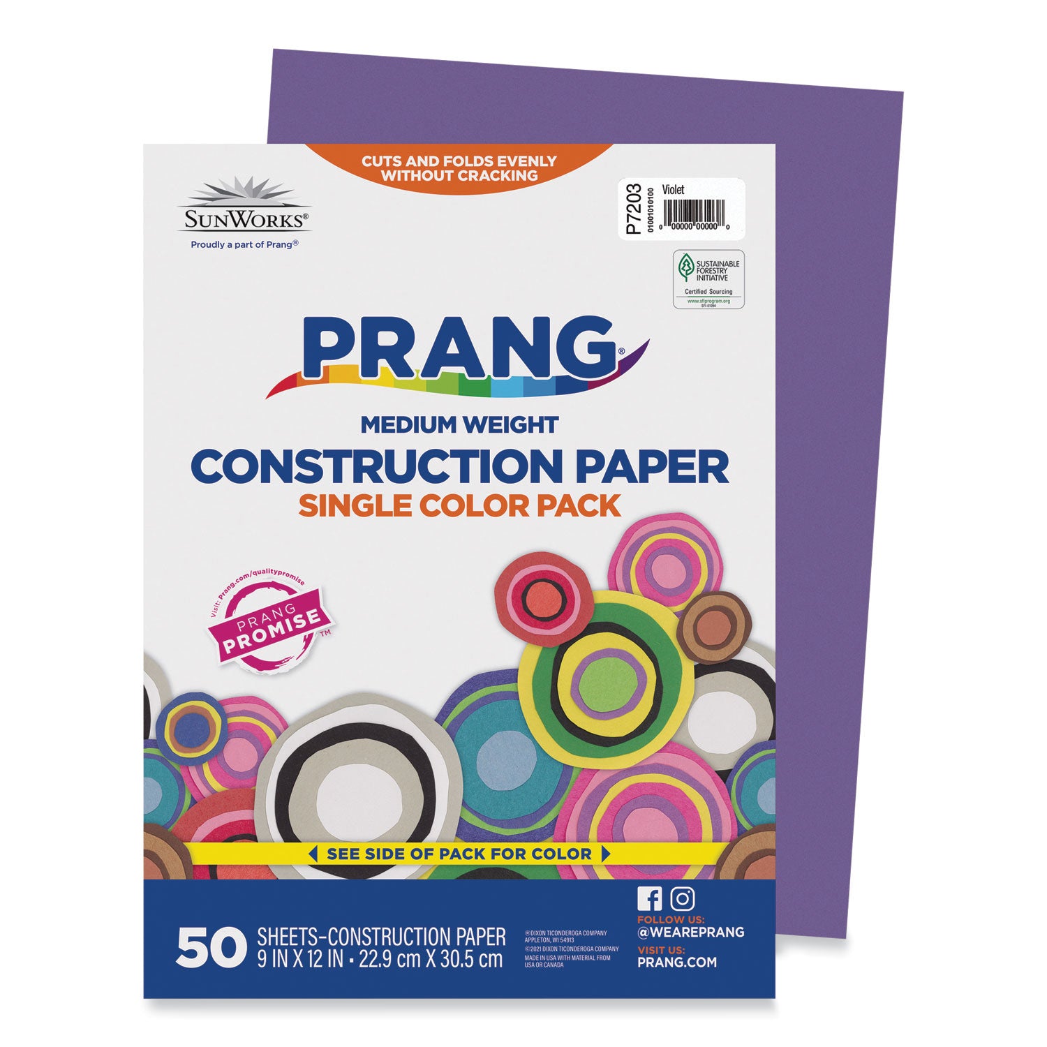 SunWorks Construction Paper, 50 lb Text Weight, 9 x 12, Violet, 50/Pack -