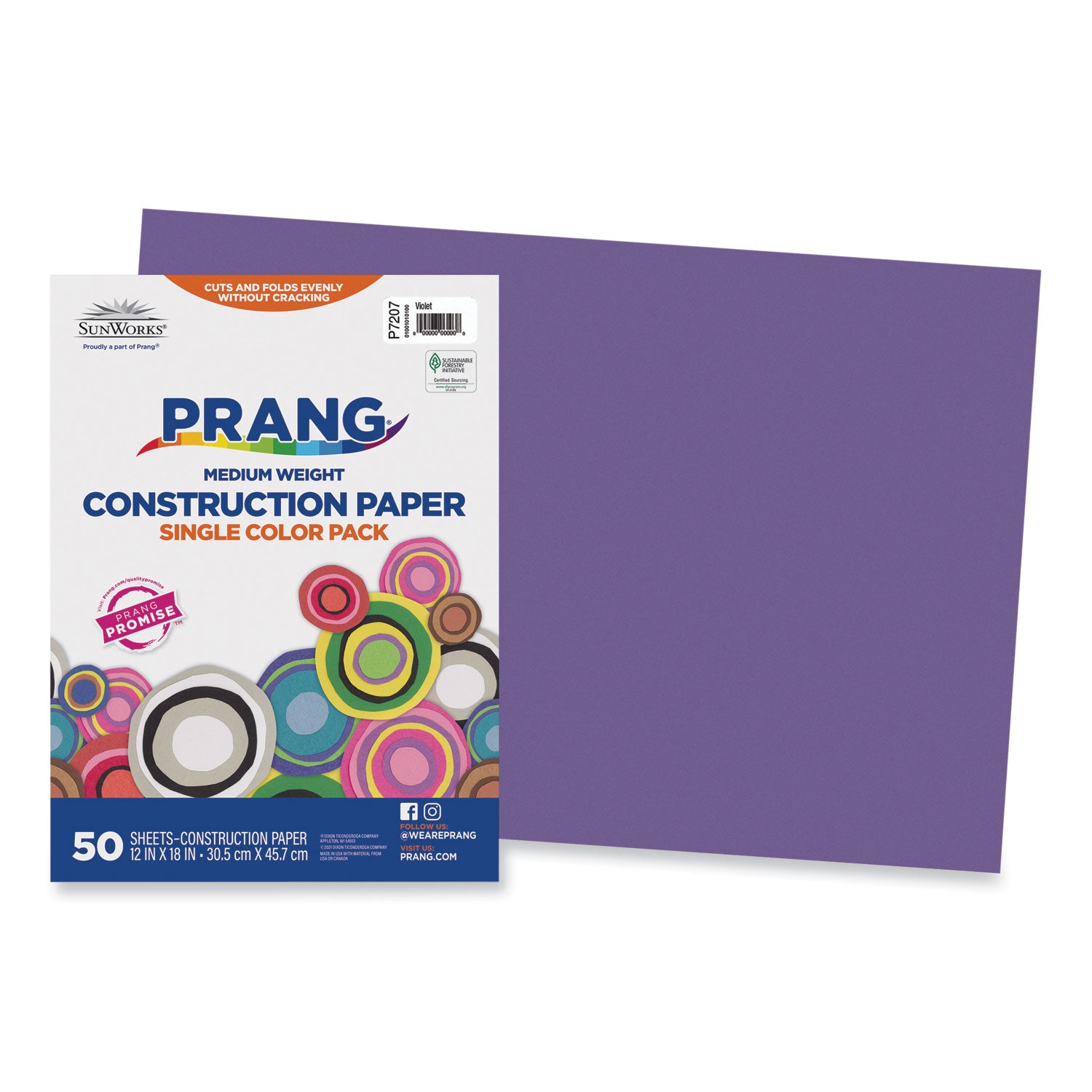 SunWorks Construction Paper, 50 lb Text Weight, 12 x 18, Violet, 50/Pack -