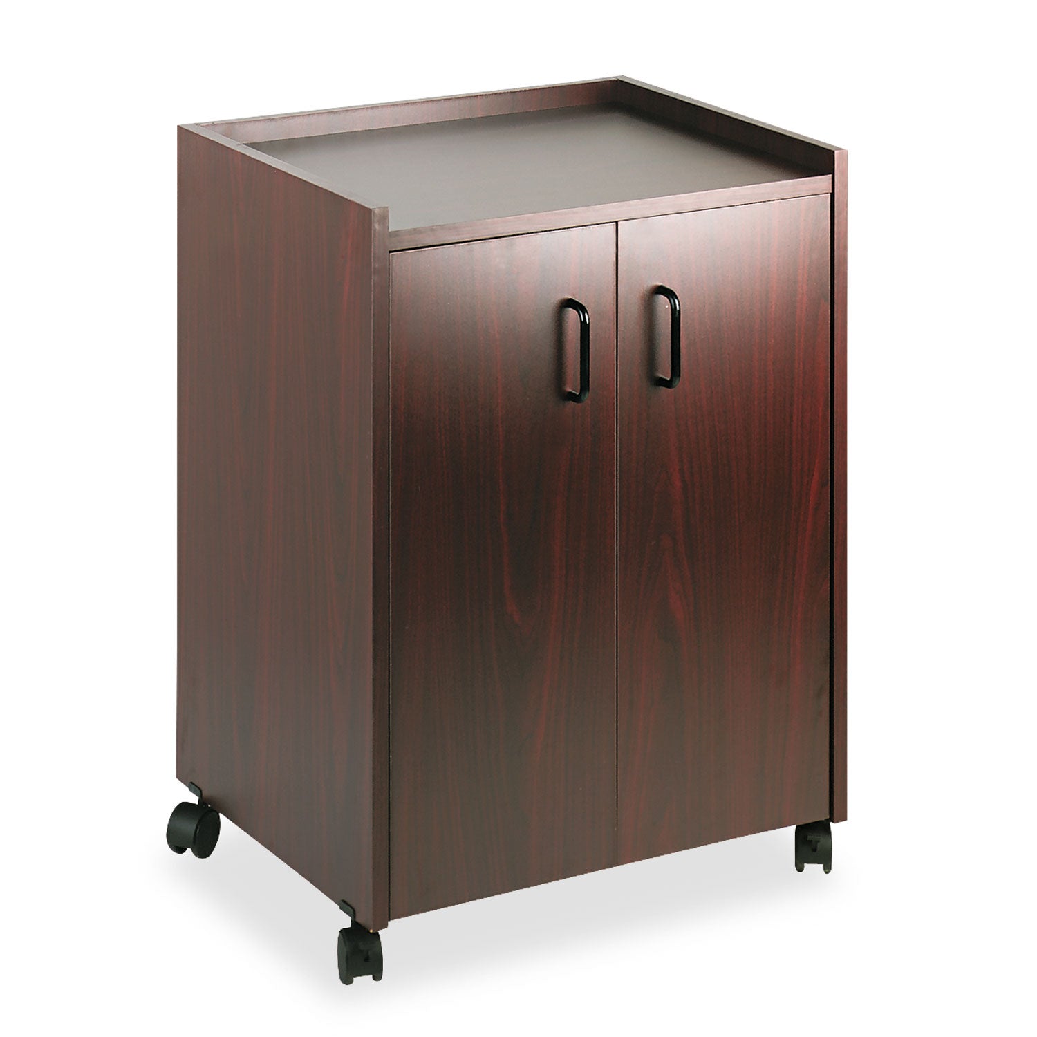 Mobile Refreshment Center, Engineered Wood, 3 Shelves, 23" x 18" x 31", Mahogany -