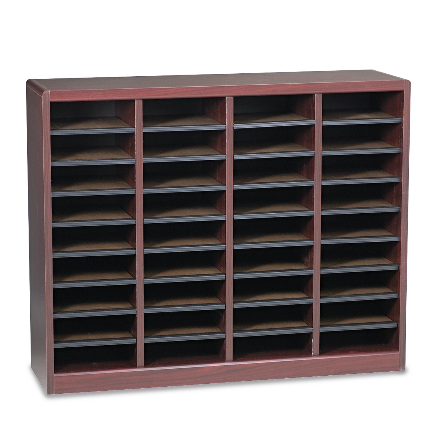 Wood/Fiberboard E-Z Stor Sorter, 36 Compartments, 40 x 11.75 x 32.5, Mahogany -